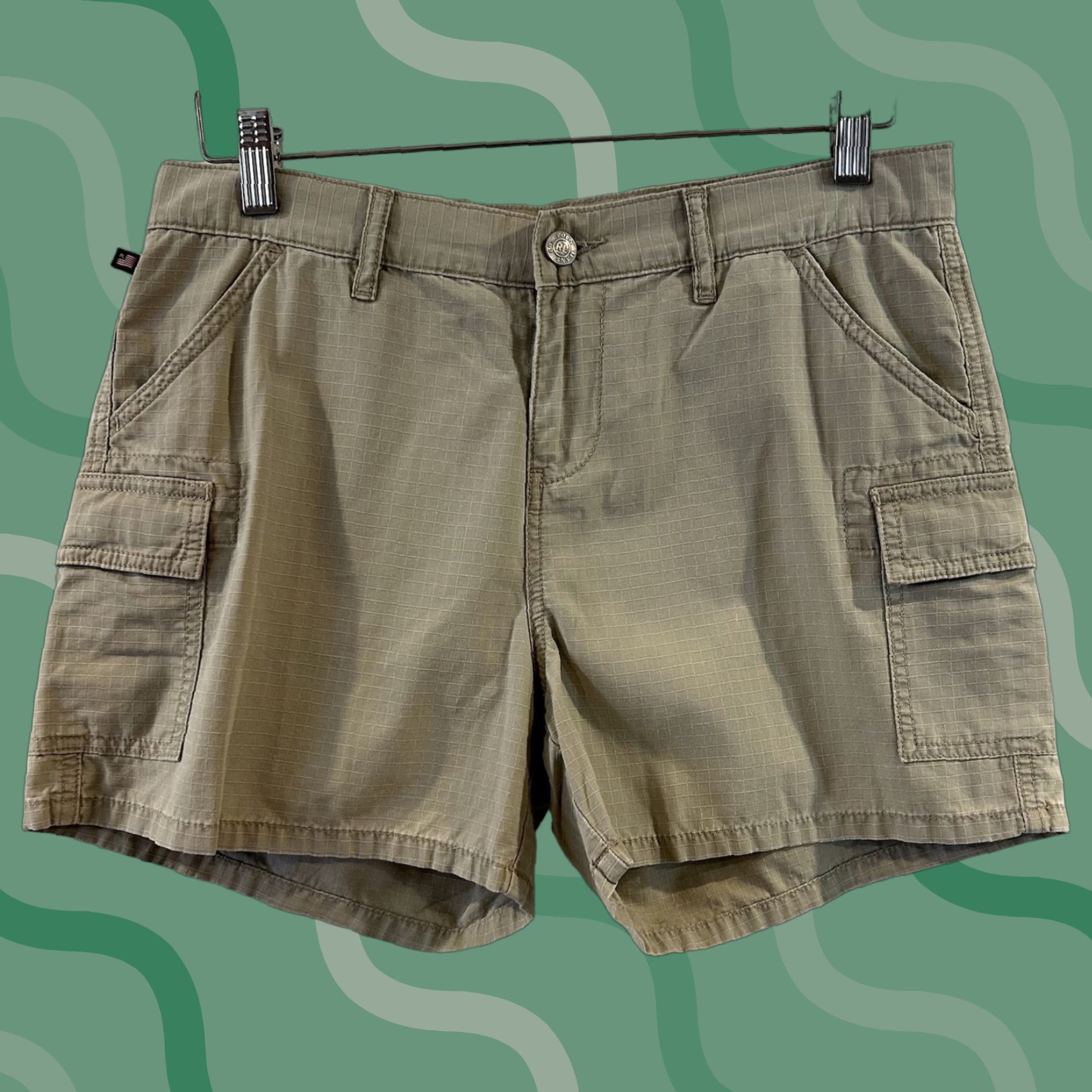 Polo Ralph Lauren VINTAGE Polo Jeans Co Ralph Lauren Women Cargo Shorts Beige 100% Cotton Size 6 Pocket Logo Denim Casual Size 28" / US 6 / IT 42 - 1 Thumbnail