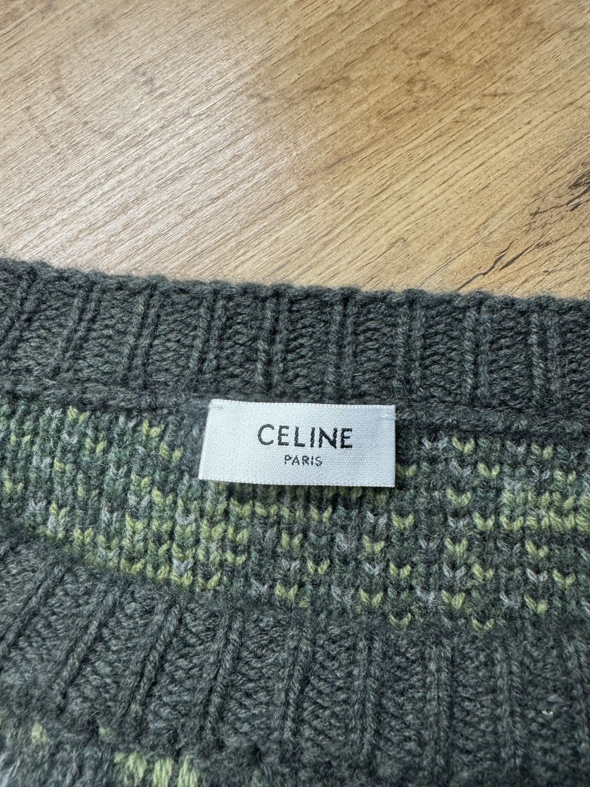 Celine Celine Paris Boxy Fit Cropped Wool Camo Designer Sweater Size US L / EU 52-54 / 3 - 5 Thumbnail