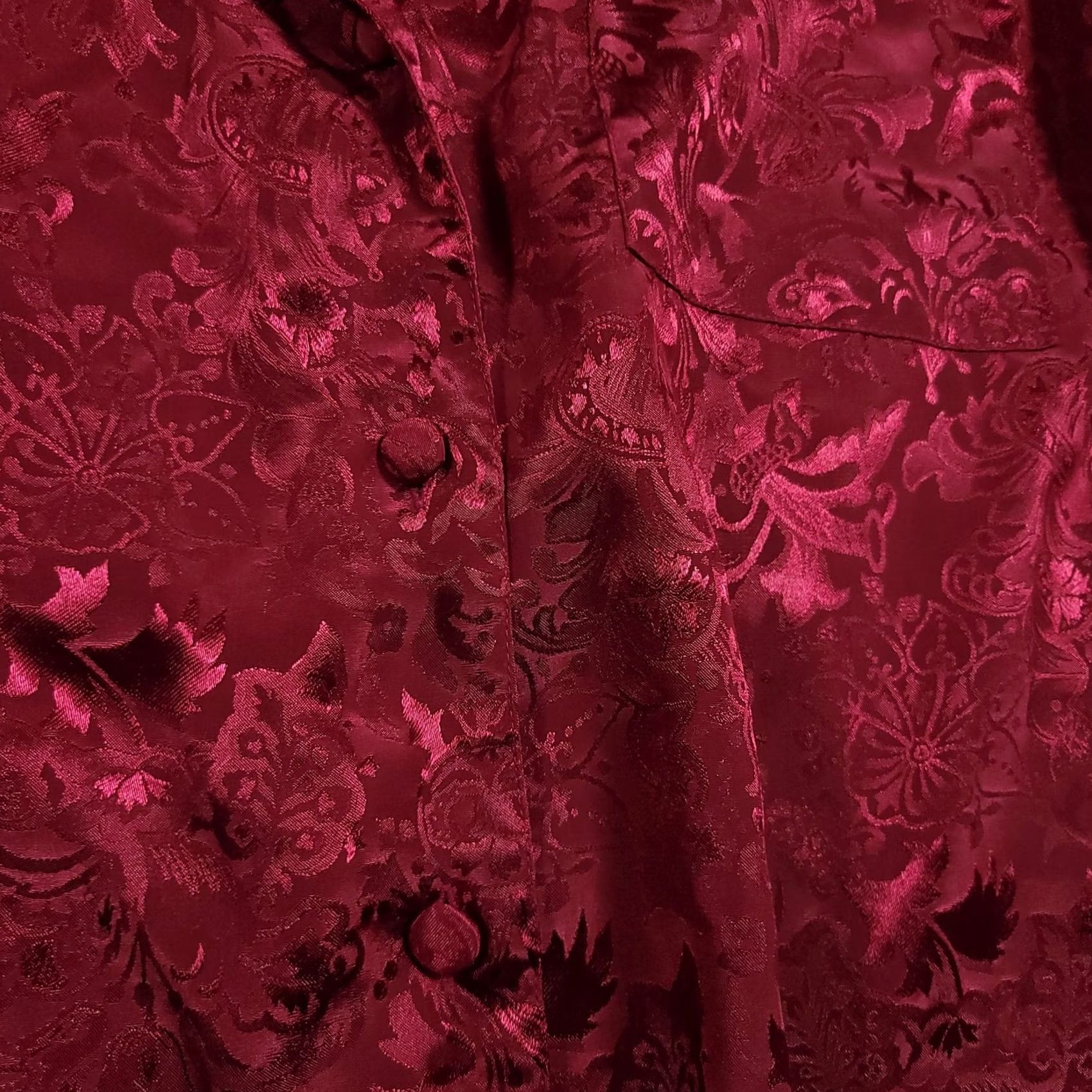Victoria's Secret VINTAGE Victoria's Secret Pajama Shirt Womens Small Satin Jacquard Floral 90s Size S / US 4 / IT 40 - 5 Thumbnail