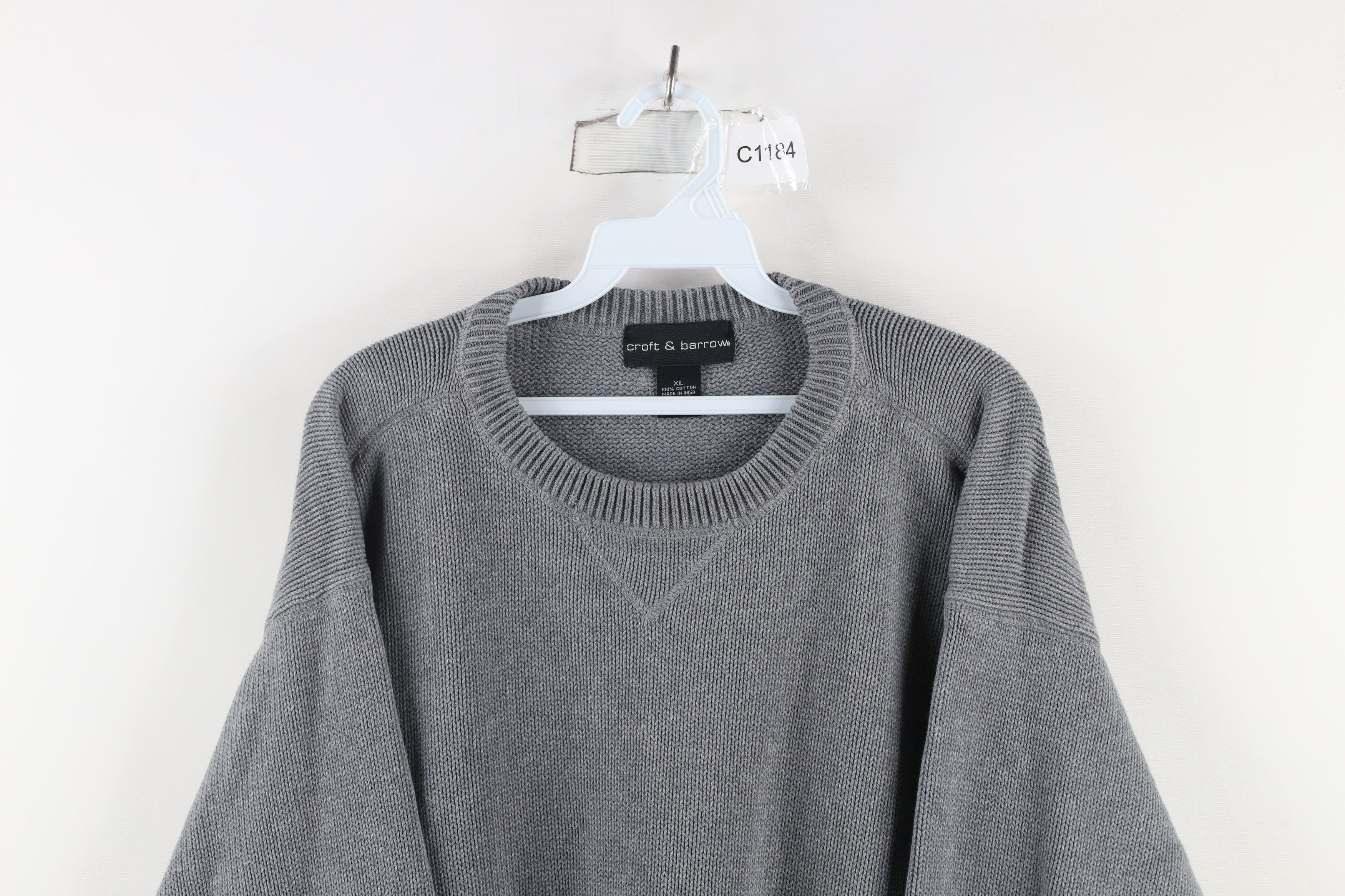 Vintage Vintage 90s Streetwear Cotton Knit Crewneck Sweater Gray Size US XL / EU 56 / 4 - 2 Thumbnail