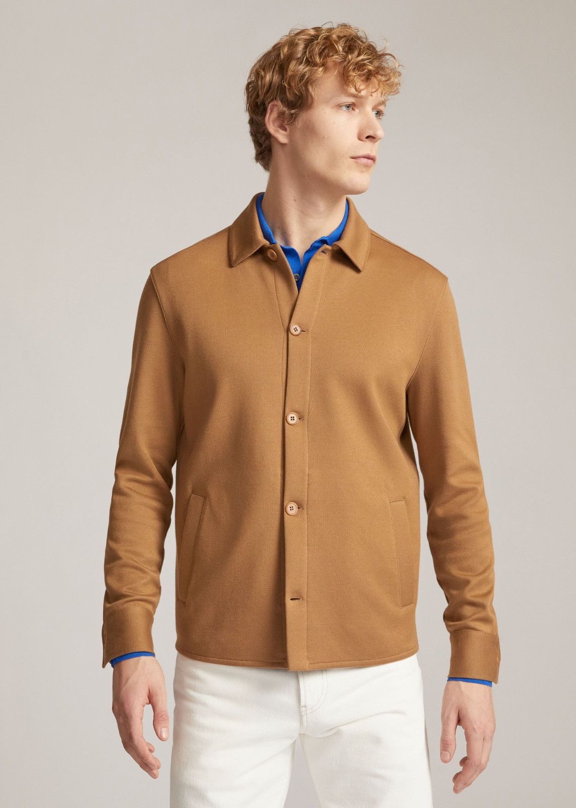 o1srvl11e1124 Jersey Shirt Jacket in Brown