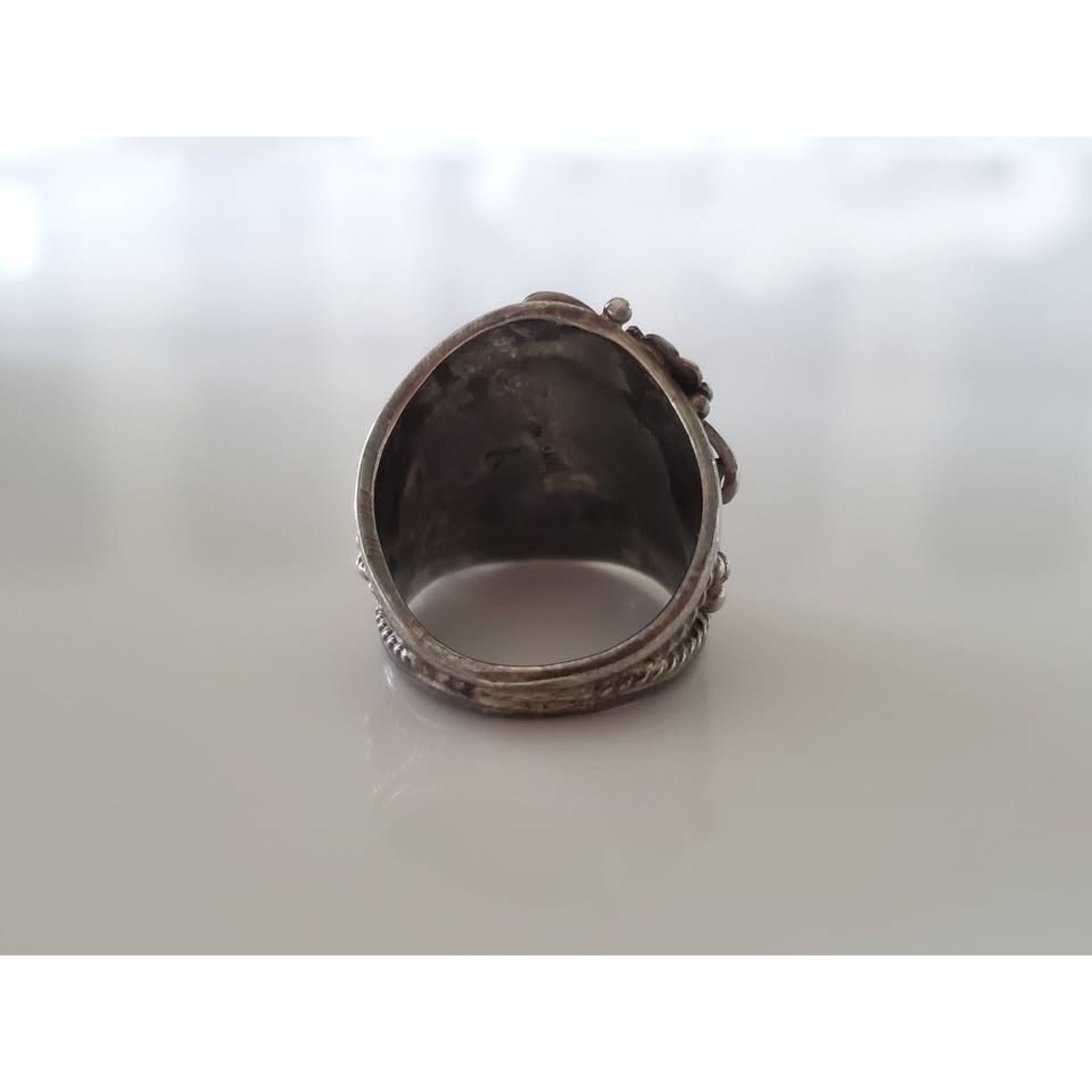 Unknown London Beautiful Sterling Silver Navajo Turquoise Floral Ring Size ONE SIZE - 3 Thumbnail