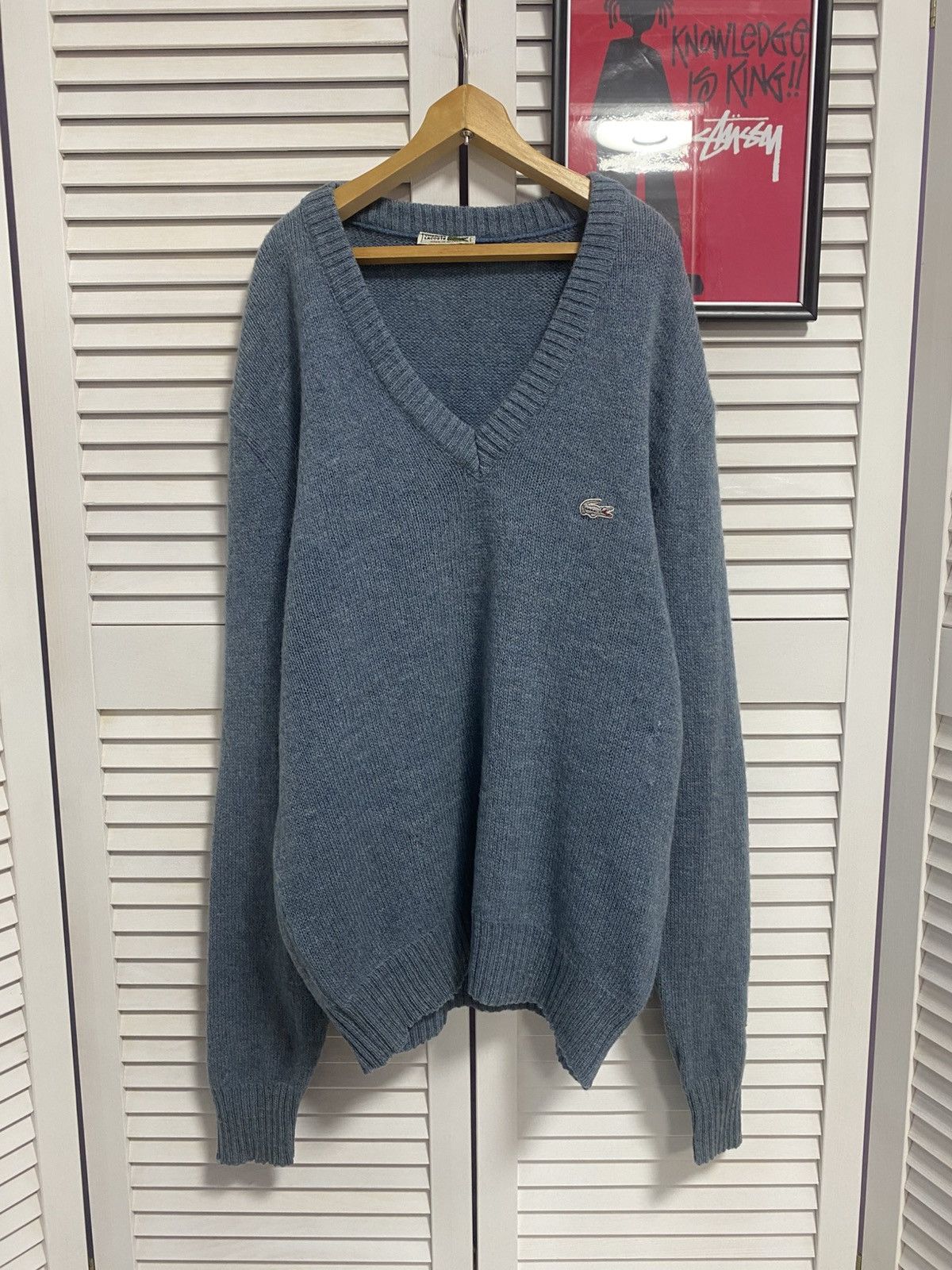 Lacoste Vintage Lacoste Made in France Wool V-Neck Elbow Patch Size US L / EU 52-54 / 3 - 1 Thumbnail
