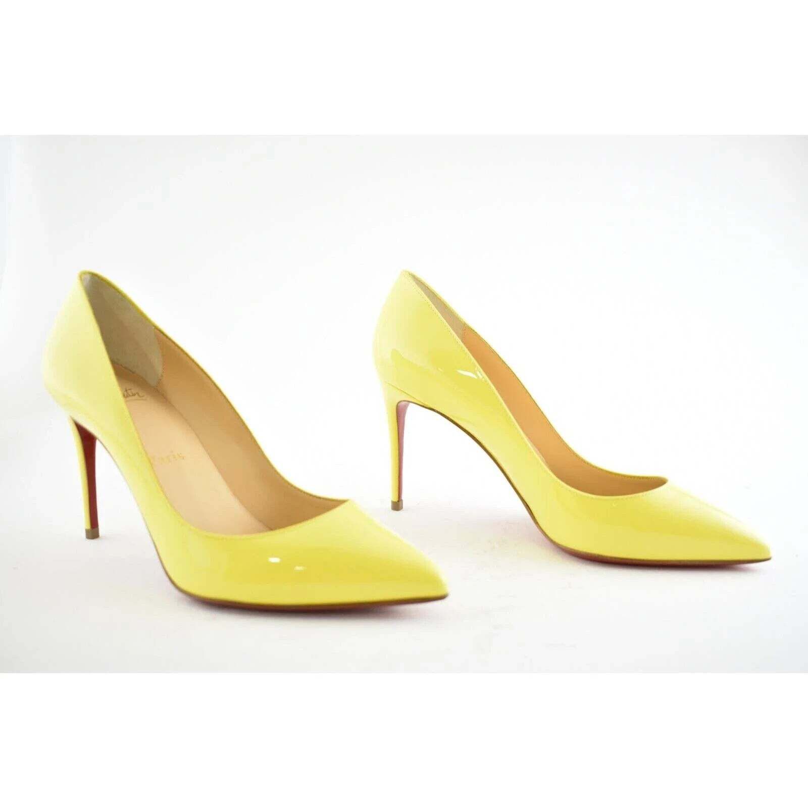 Christian Louboutin Pigalle Follies 85 Citronnade Yellow Patent Heel Pump 37 Size US 7 / IT 37 - 4 Thumbnail