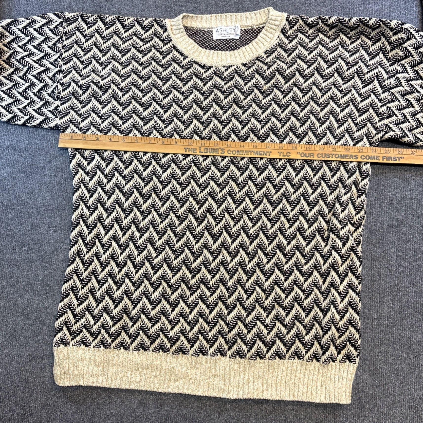 Vintage VINTAGE Ashley Heavy Knit Sweater Women’s L Chevron Cotton USA Oversized Lagenlook Pullover Knit Wool? (Note: can't add unknown material) Size L / US 10 / IT 46 - 4 Thumbnail