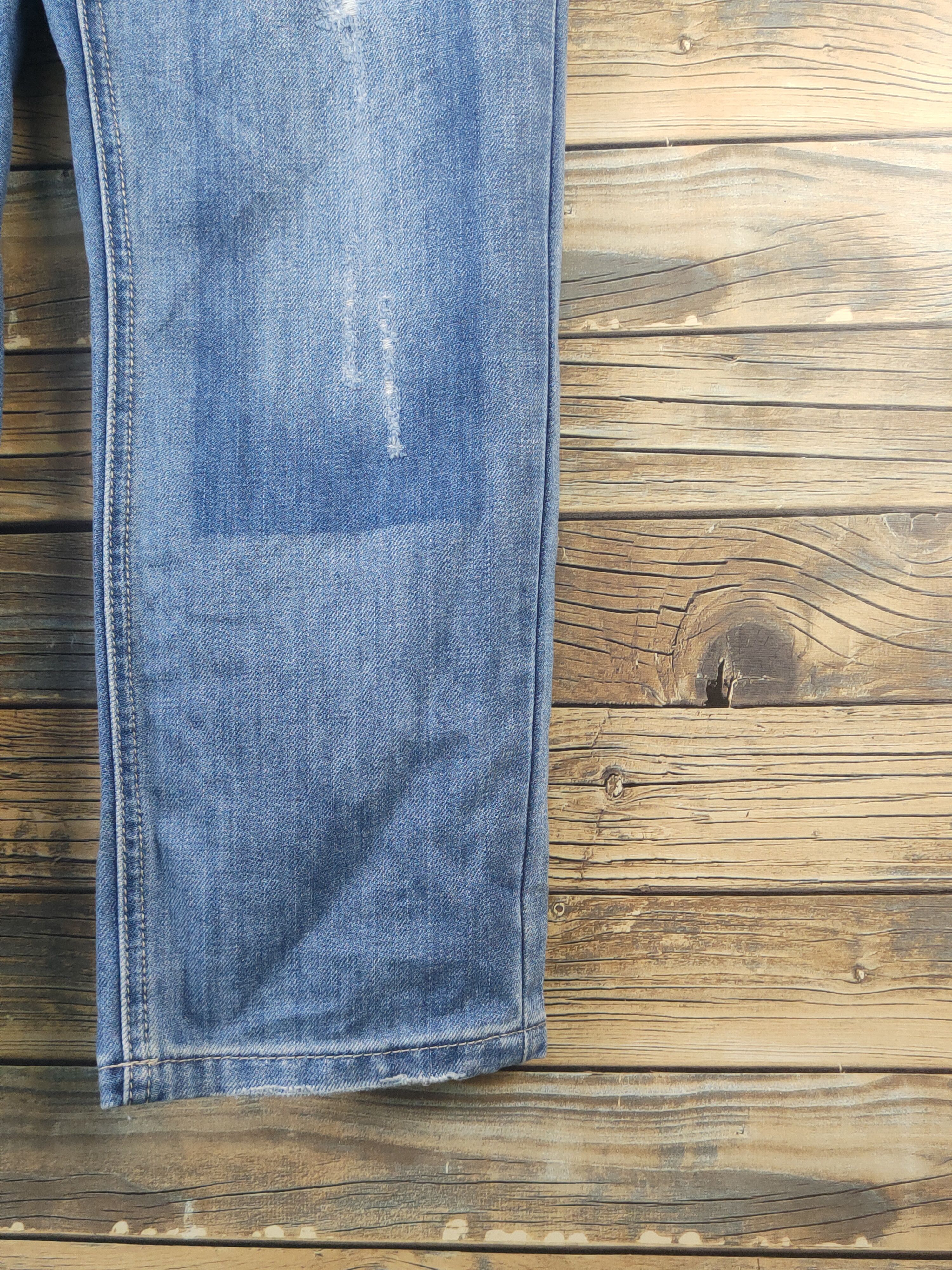 Japanese Brand × Vintage Vintage by Q's Blue Distressed Denim Jumpsuits Size 31" - 9 Thumbnail