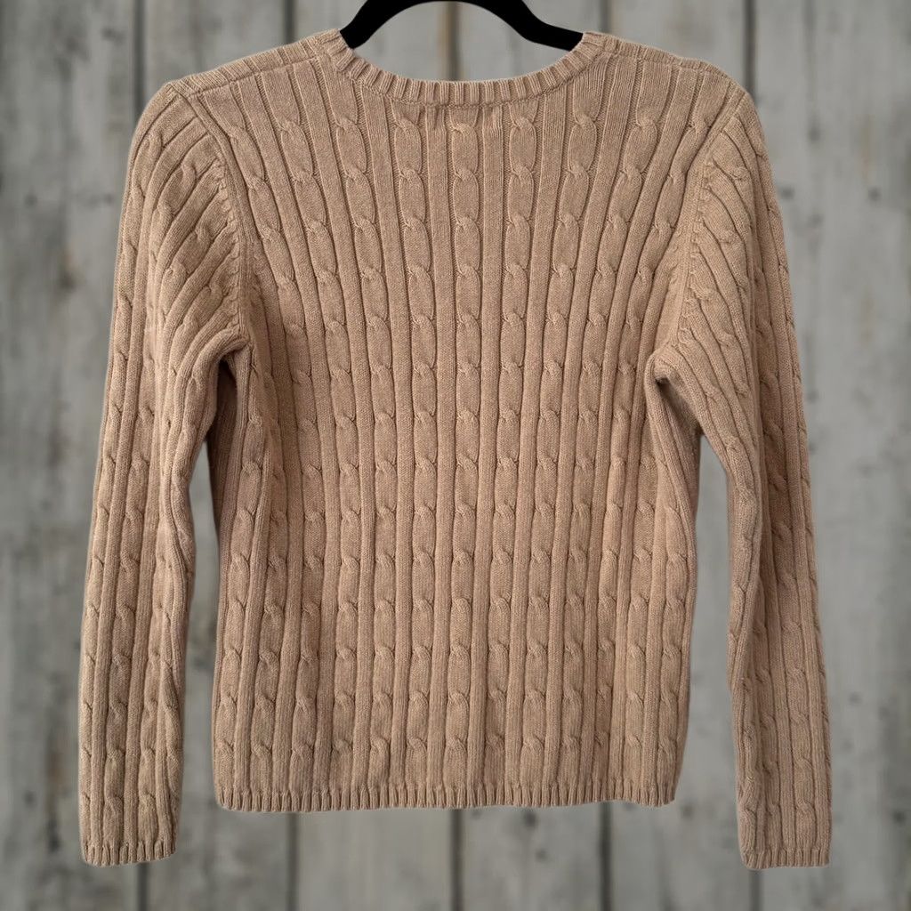 Vintage St. John's Bay Tan Long Sleeve Crewneck Pullover Cable Knit Sweater - M Petite Womens Size M / US 6-8 / IT 42-44 - 1 Thumbnail