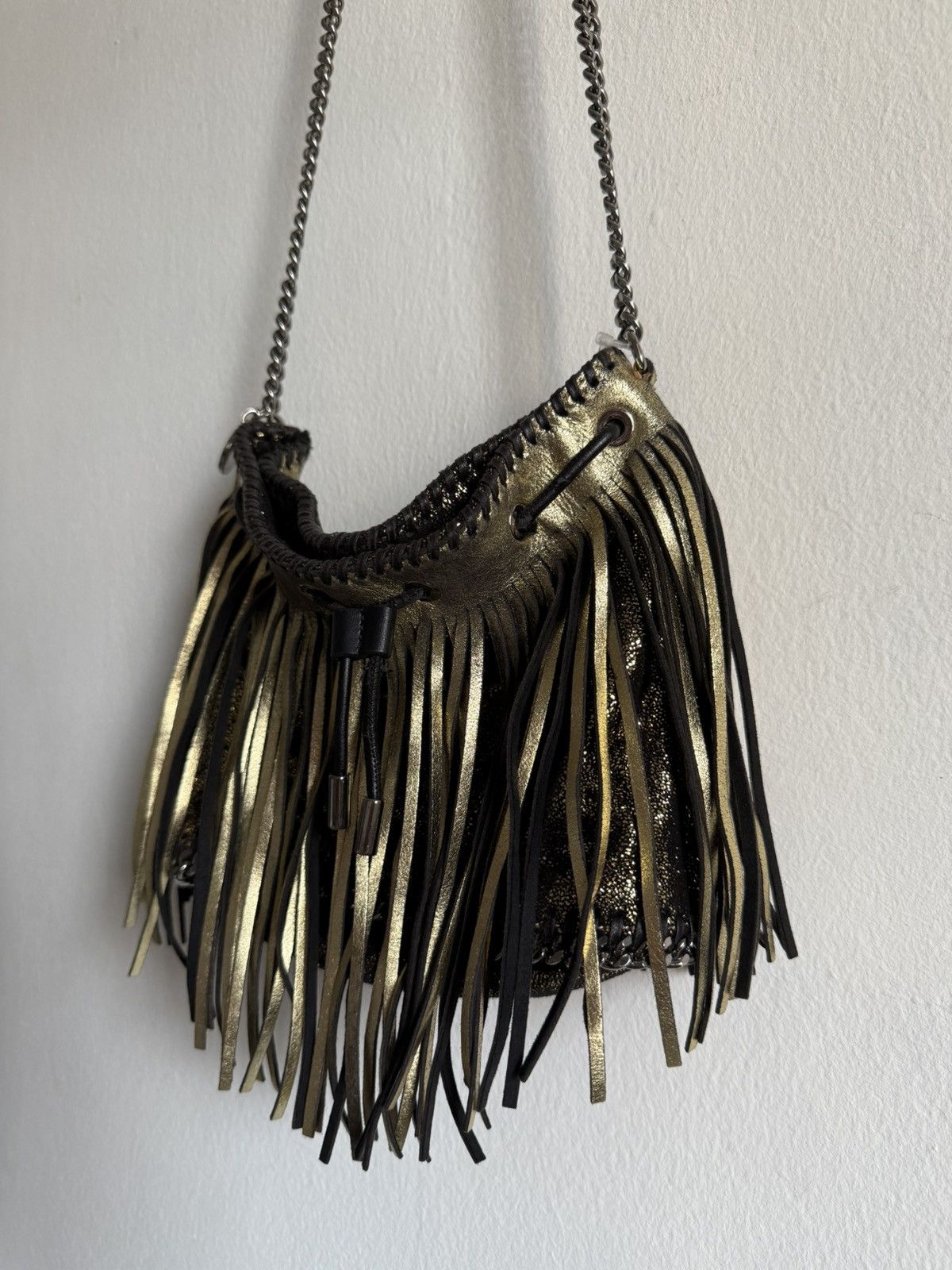 Stella McCartney Stella McCartney Gold Faux Leather Mini Fringe Falabella bag Size ONE SIZE - 4 Thumbnail