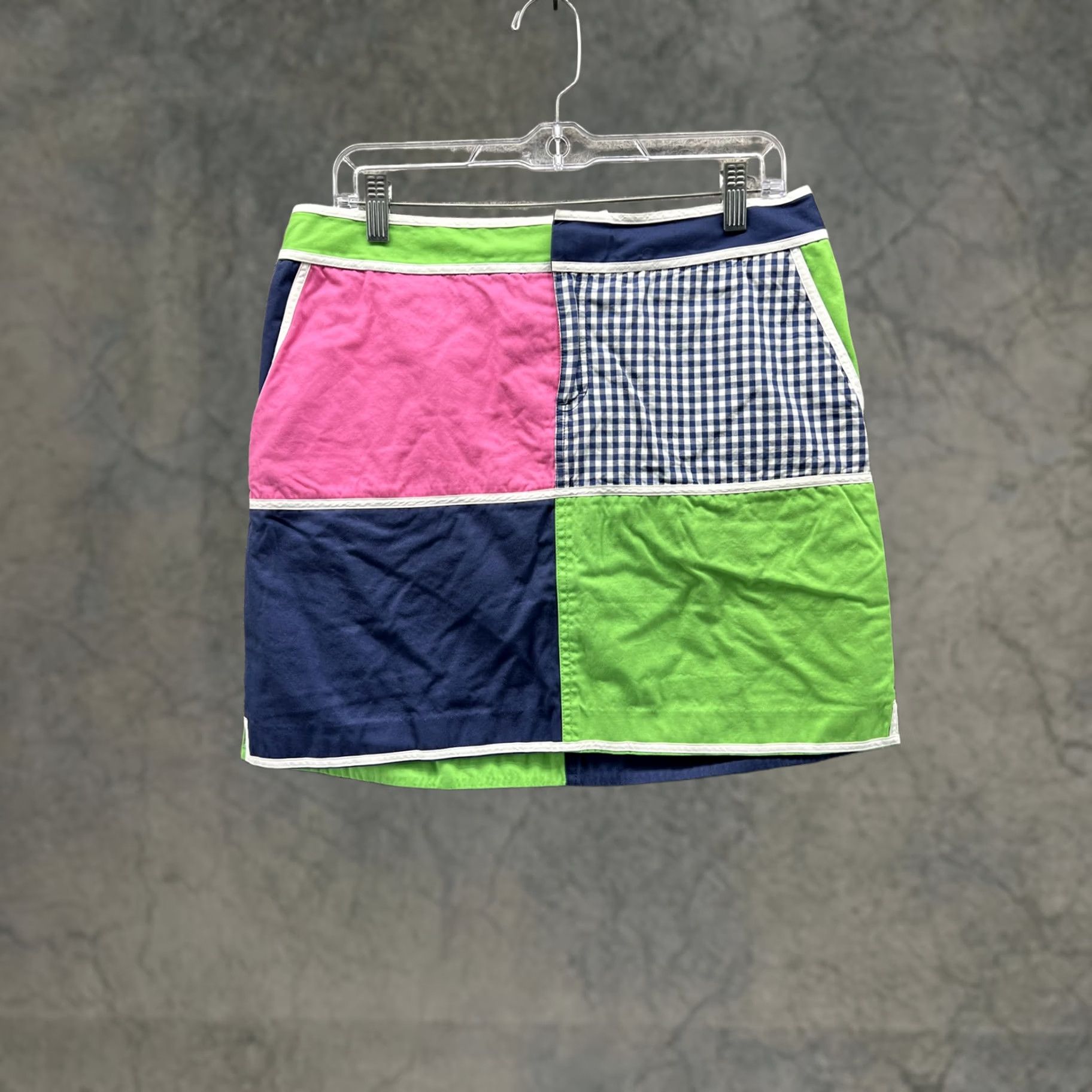 Lilly Pulitzer Lilly Pulitzer Skirt Womens 8 Multicolor Patchwork Gingham Mini Lined Pockets Size 30" / US 8 / IT 44 - 1 Thumbnail