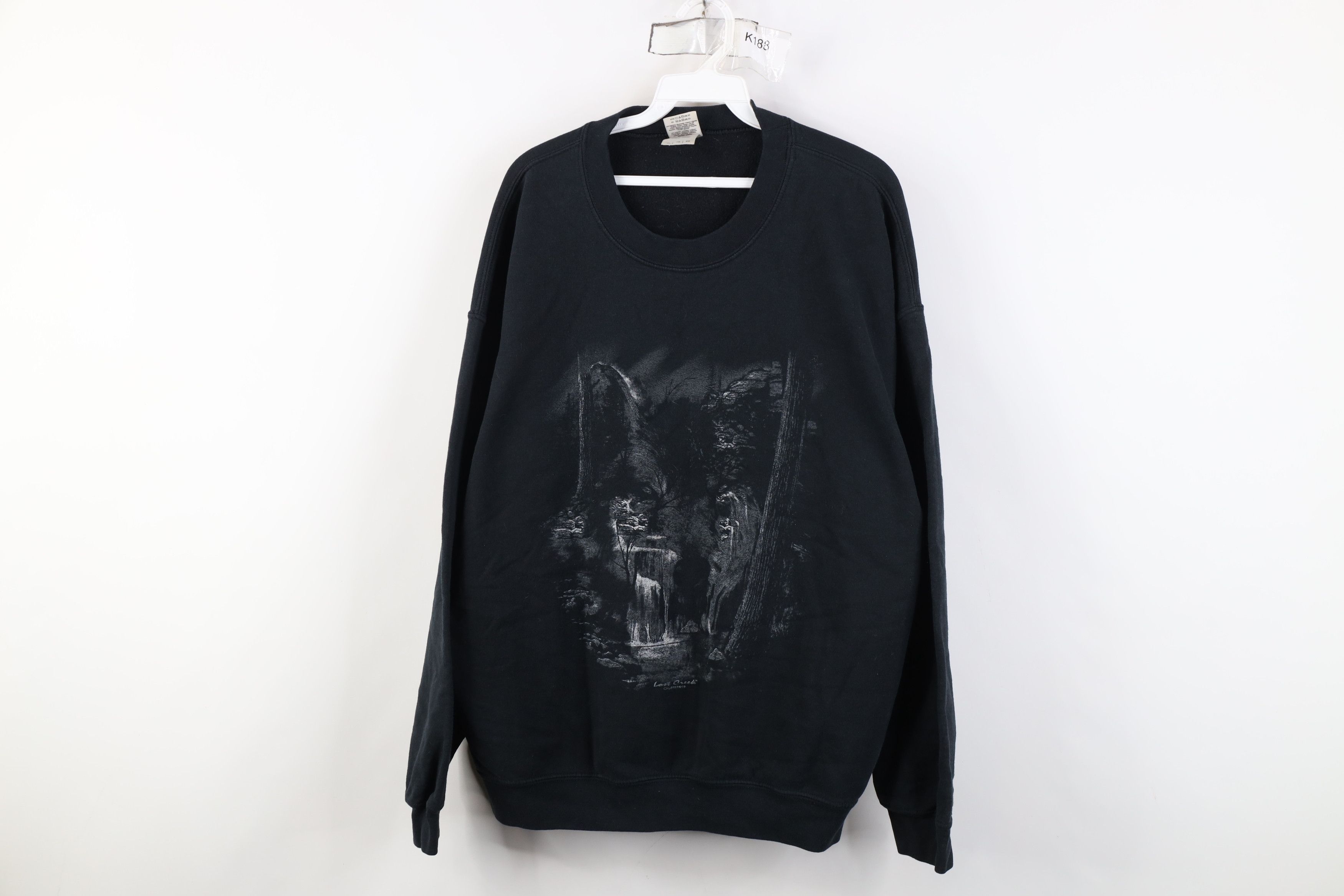 Vintage Vintage 90s Y2K Streetwear Wolf Crewneck Sweatshirt Black Size US XL / EU 56 / 4 - 1 Thumbnail