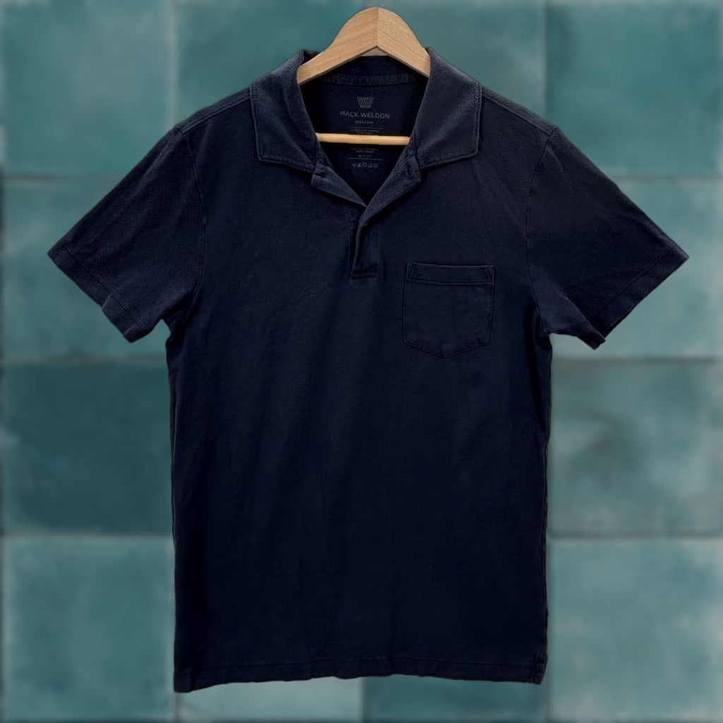 Vintage Mack Weldon Polo Shirt Mens M Blue Textured Pocket Stretch Tagless Casual Size US M / EU 48-50 / 2 - 1 Thumbnail