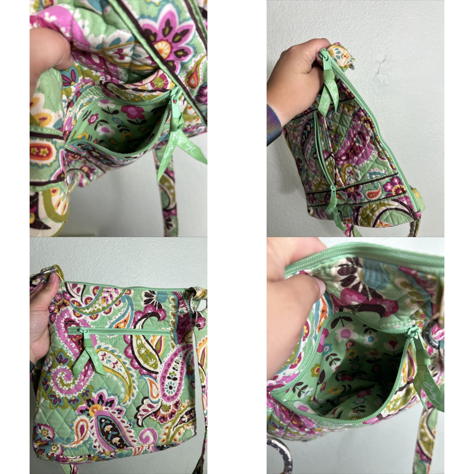 Vera Bradley Vera Bradley Tutti Frutti Shoulder Bag Tote Purse Quilted Multicolor Green Paisley Medium Women Adjustable Strap Pockets Magnetic Closure Size ONE SIZE - 8 Thumbnail