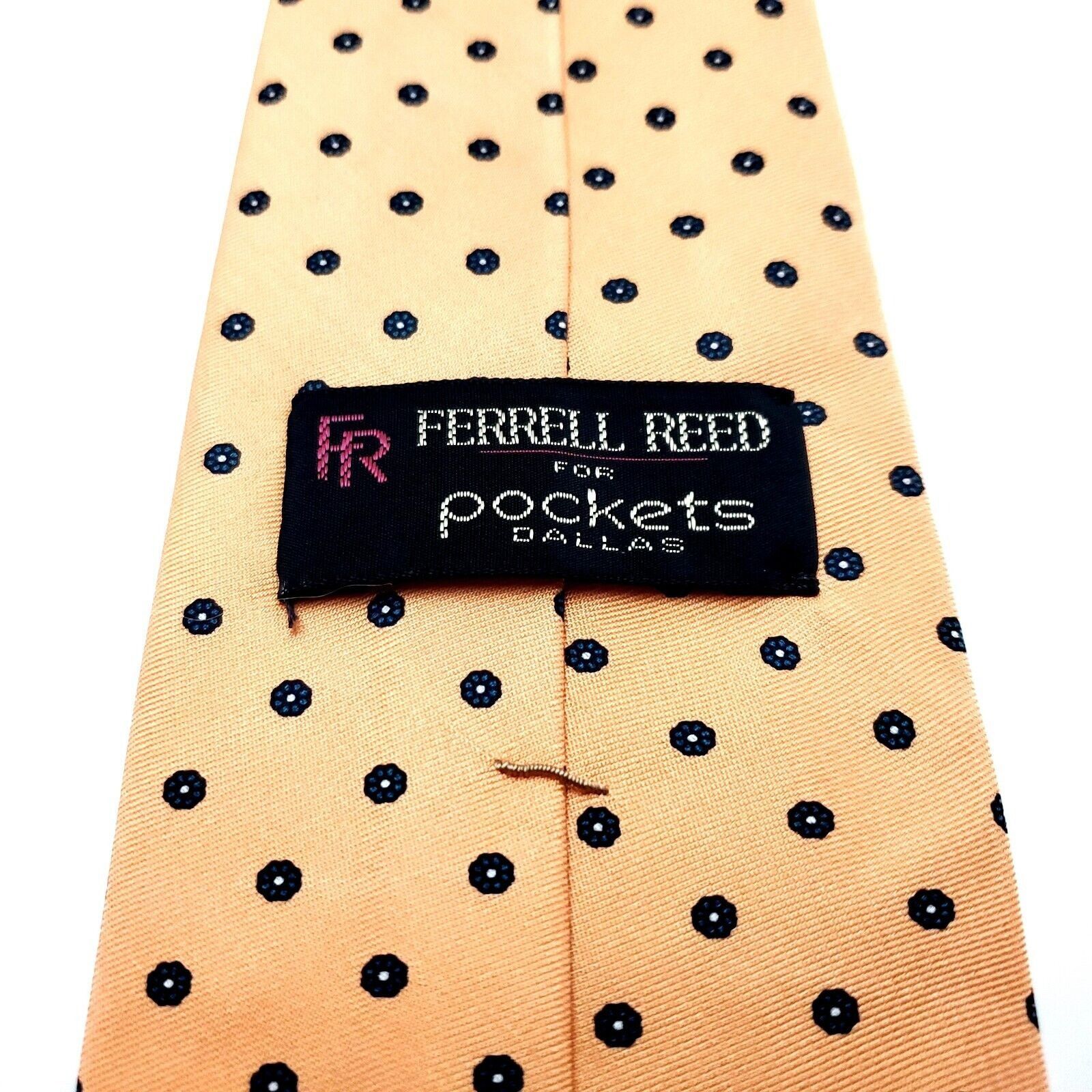 Designer Ferrell Reed Orange Silk Tie Woven Short Skinny Polka Dots Size ONE SIZE - 4 Thumbnail