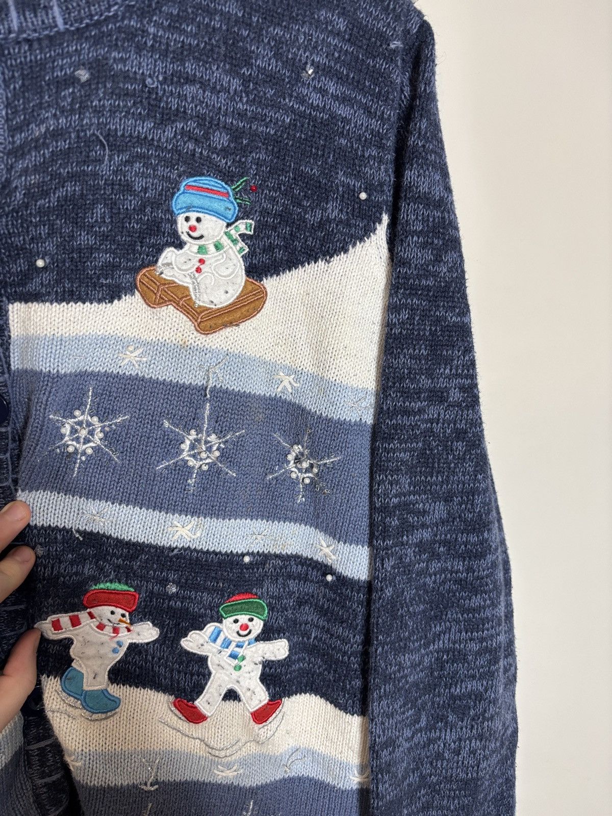 Vintage Vintage White Stag Winter Snowman Button Up Cardigan Sweater Size XL / US 12-14 / IT 48-50 - 2 Thumbnail