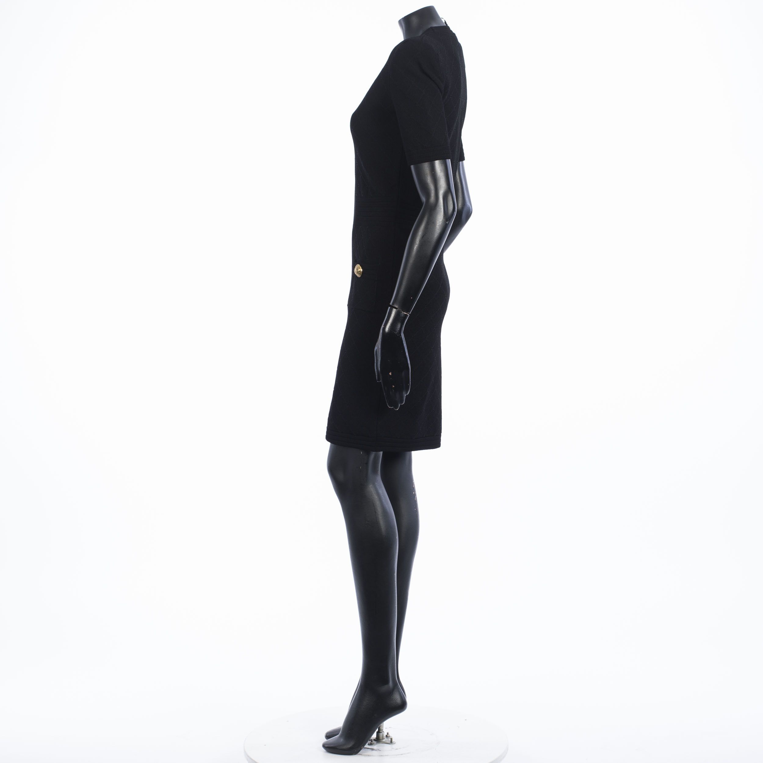 Balmain Short Black Knit Dress With Gold-tone Zip Fastening Size M / US 6-8 / IT 42-44 - 3 Thumbnail