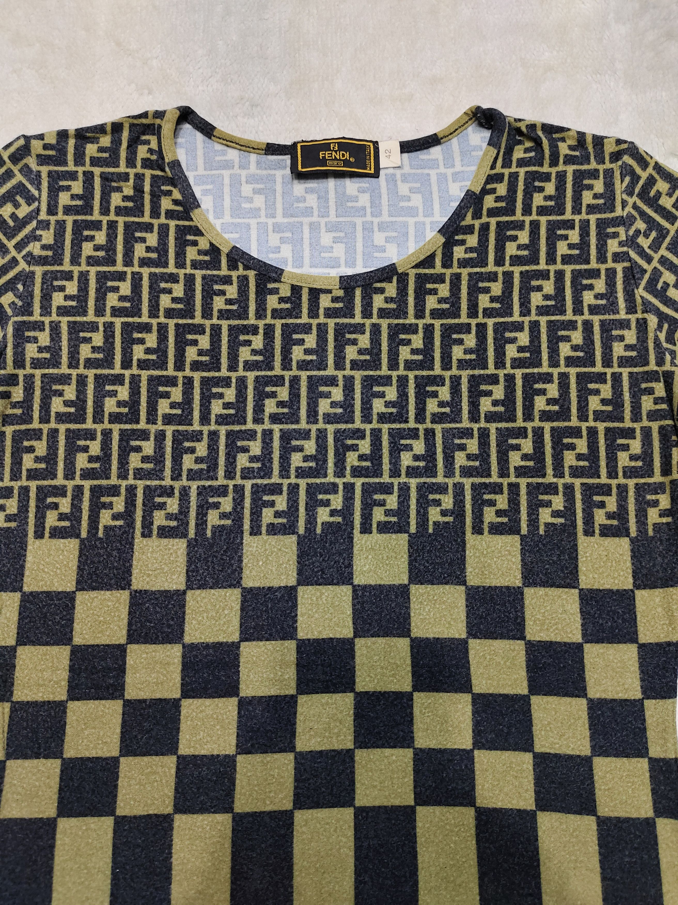 Fendi NEED GONE💥Vtg Fendi Zucca Rayon Tshirt Size M / US 6-8 / IT 42-44 - 2 Thumbnail