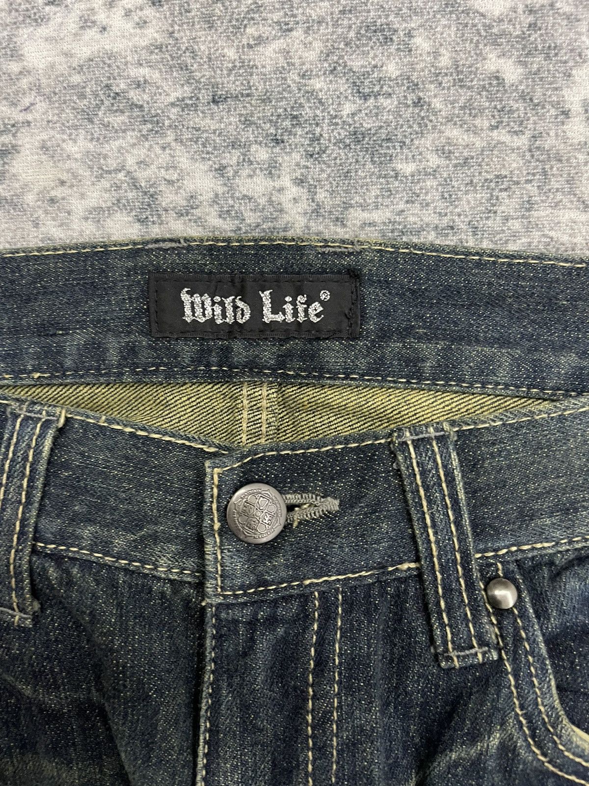 Japanese Brand Vintage Wild Life "Sand Wash" Distressed Flare Jeans Size US 31 - 4 Thumbnail