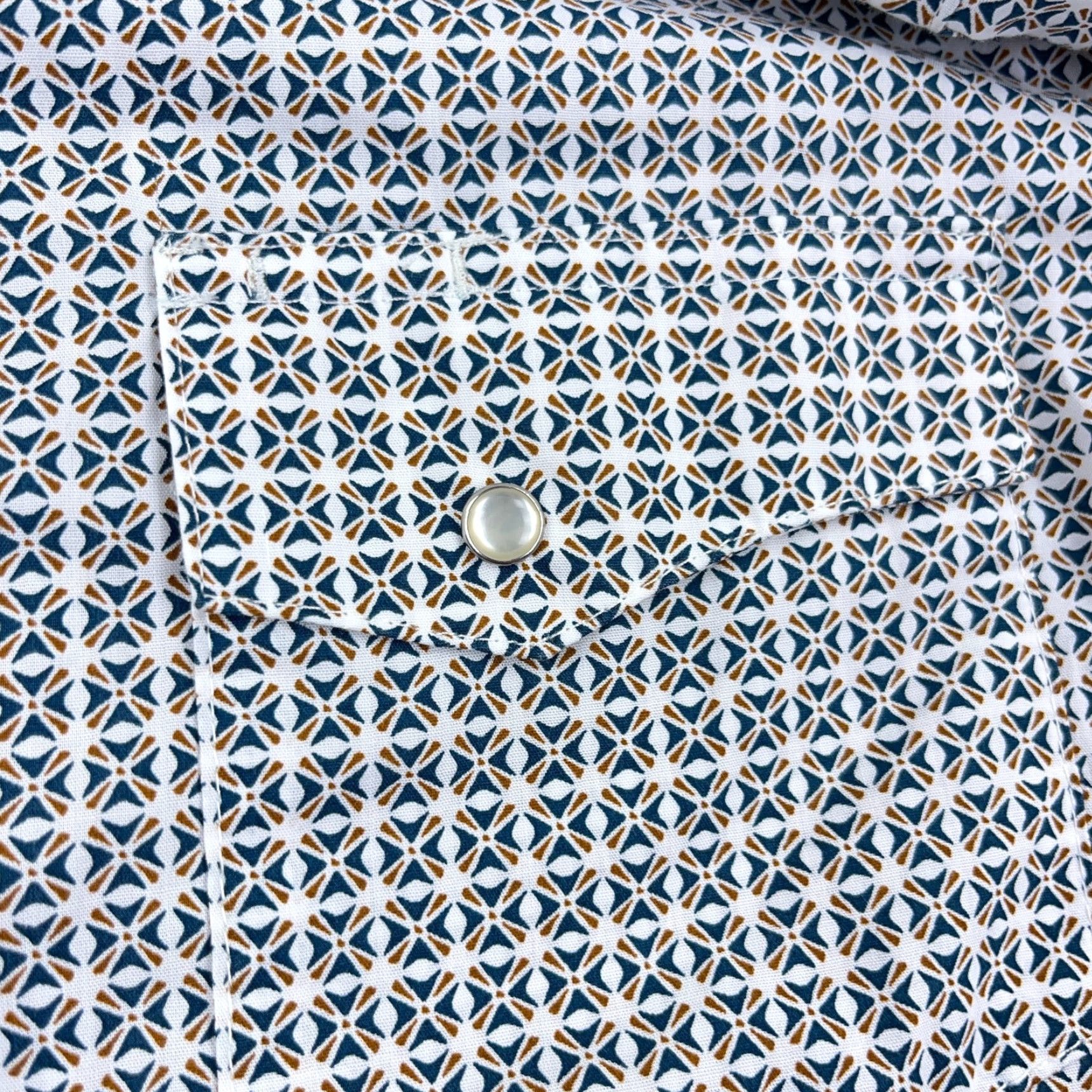 Wrangler Wrangler Western Shirt Men Medium Pearl Snap Geometric Cowboy Wrancher Pockets Size US M / EU 48-50 / 2 - 4 Thumbnail