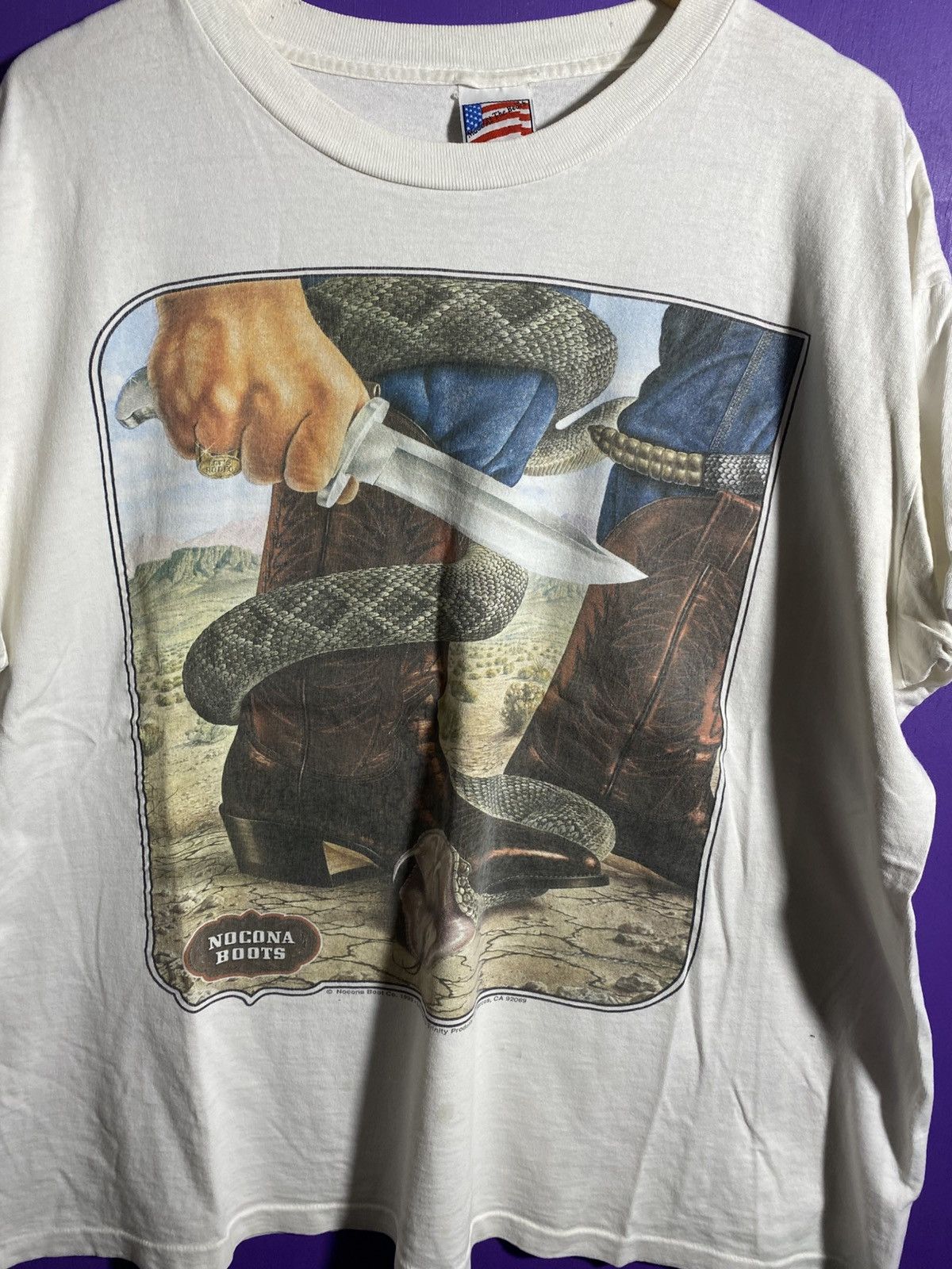 Vintage Vintage 1995 Nocona boots rattlesnake promo t-shirt Size US XL / EU 56 / 4 - 3 Thumbnail