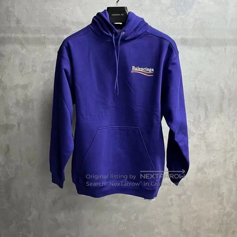 Balenciaga Balenciaga Blue Logo Embroidered Hoodie. Size US XXS / EU 40 - 1 Thumbnail