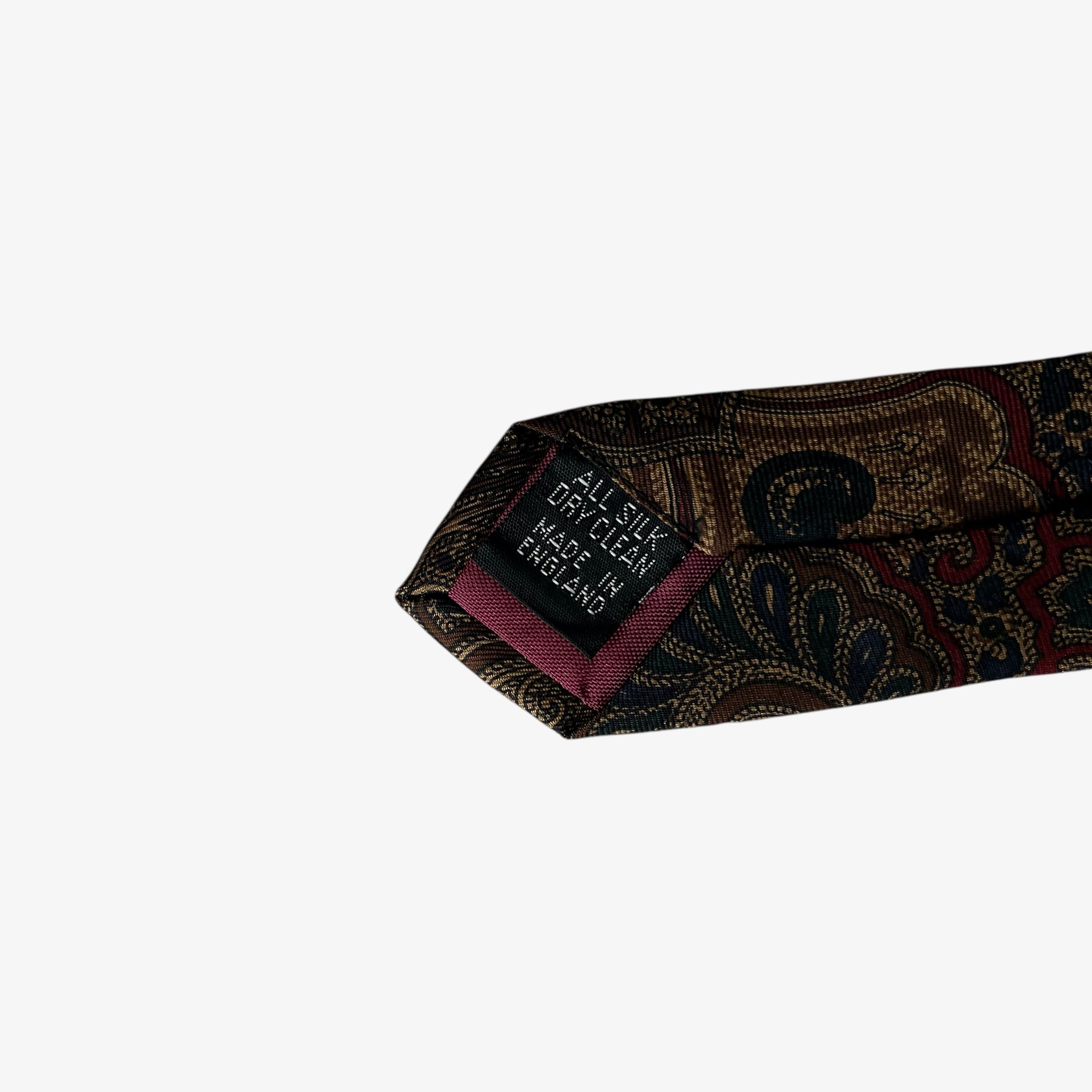 Liberty Vintage Y2K Liberty Abstract Paisley Print Burgundy Silk Tie Size ONE SIZE - 3 Thumbnail