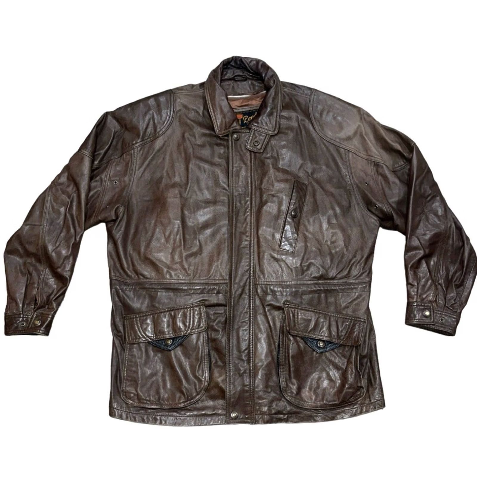Vintage VINTAGE Reed Leather Bomber Jacket Coat Thinsulate Lined Sz 46 BIG Mens Brown 90s Classic Leather Bomber Zip Snap Pockets Cinch Waist Leather Coat Size US S / EU 44-46 / 1 - 2 Thumbnail
