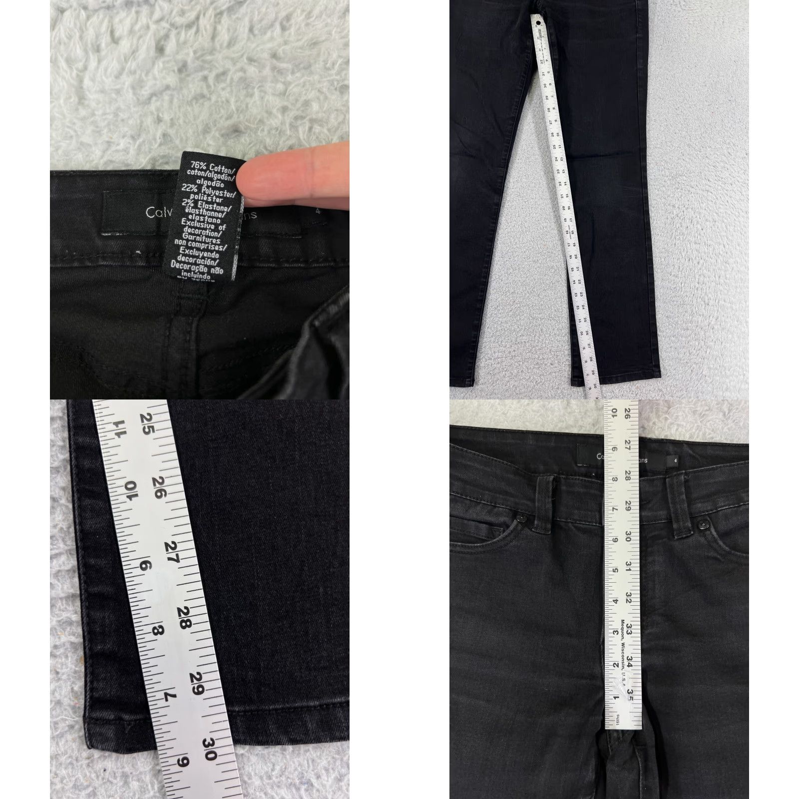 Calvin Klein Calvin Klein Women's Jeans 4 Black Denim Straight Leg Stretch Cotton 28x30 Fall Winter Womens Size 27" / US 4 / IT 40 - 8 Thumbnail