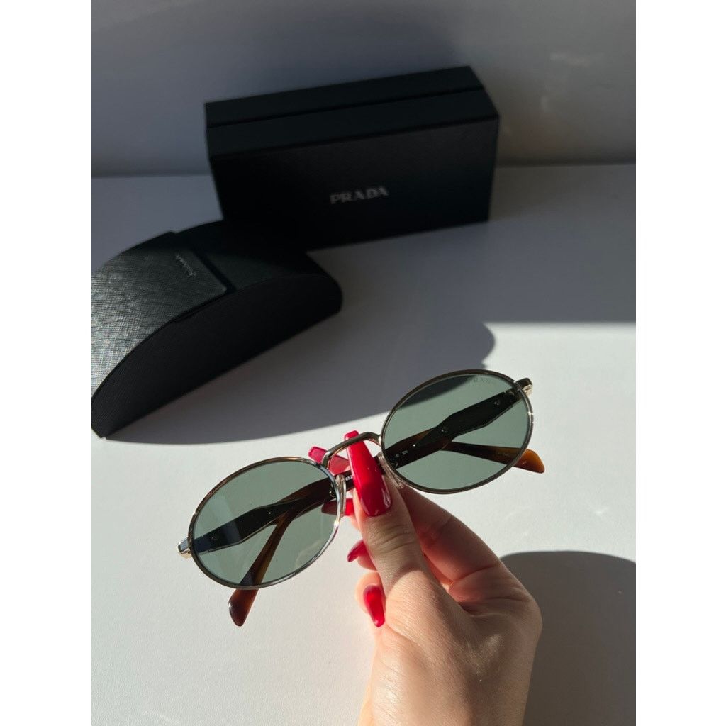 Prada NEW Prada PR65ZS Oval Sunglasses in Gold Green Size ONE SIZE - 2 Thumbnail