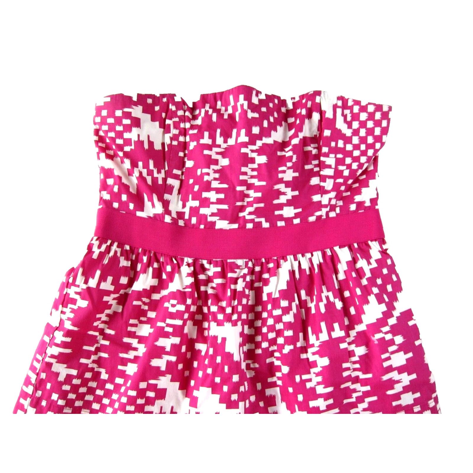 Banana Republic Banana Republic Pink White Cotton Stretch Tiered Strapless Sheath Dress 8 Size M / US 6-8 / IT 42-44 - 4 Thumbnail