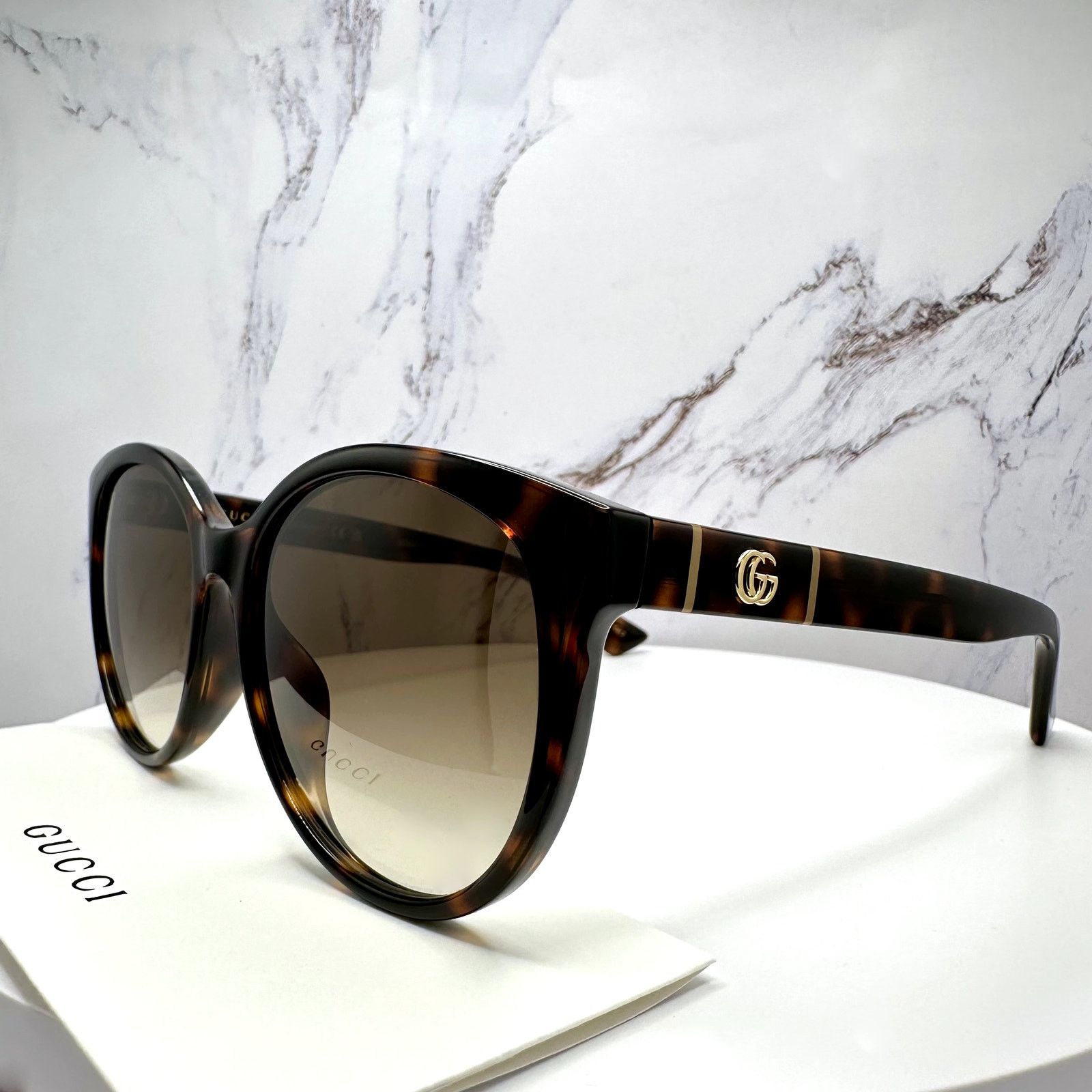 Gucci New GUCCI Sunglasses 56mm Brown Tortoise Round Gold Metal Size ONE SIZE - 5 Thumbnail