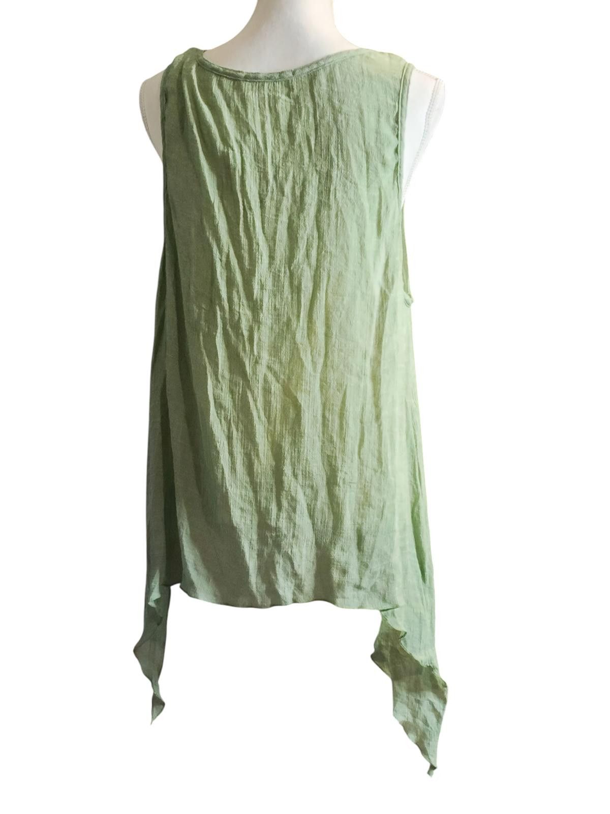 Designer Adorn Green Sleeveless Asymmetric Hem Women's Top Size M / US 6-8 / IT 42-44 - 6 Thumbnail