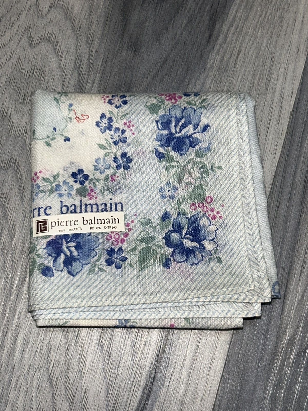Pierre Balmain Pierre Balmain Blue & Pink Floral Cotton Handkerchief Size ONE SIZE - 8 Thumbnail