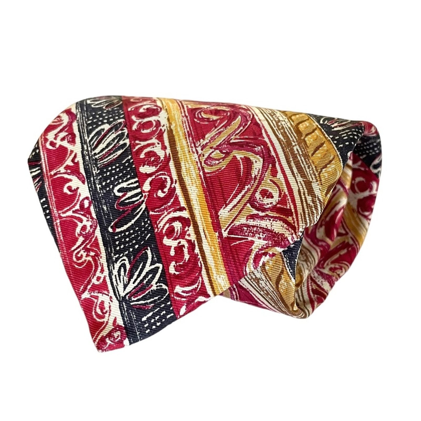 Vintage Vintage Echo Illustrated Stripe Silk Tie Size ONE SIZE - 1 Thumbnail