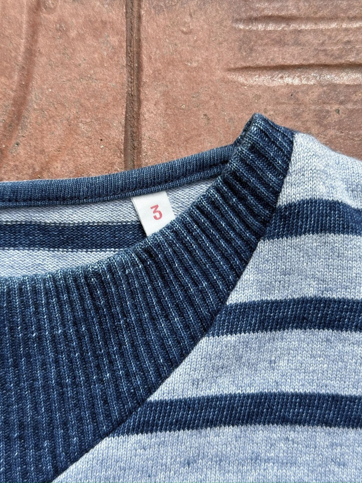 45rpm BLUE BLUE JAPAN Big V-Neck Indigo Stripes Jumper Size US L / EU 52-54 / 3 - 5 Thumbnail