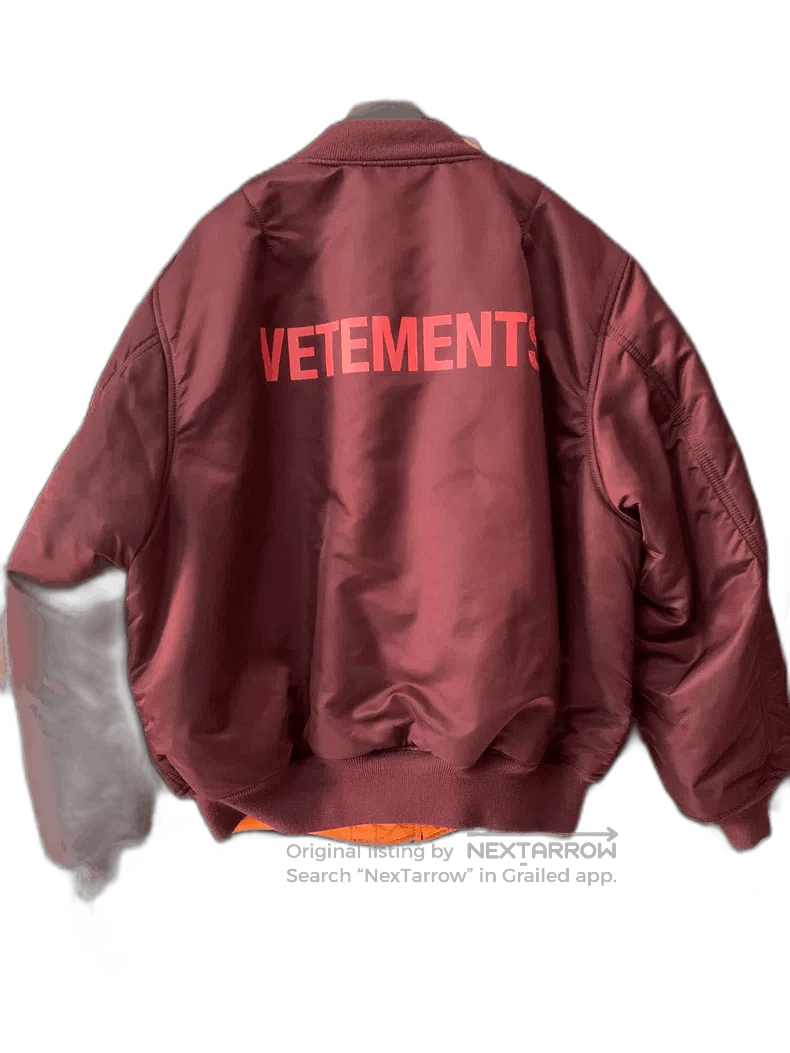 Vetements Vetements Reversible Bomber Jacket in Burgundy. Size US S / EU 44-46 / 1 - 1 Thumbnail