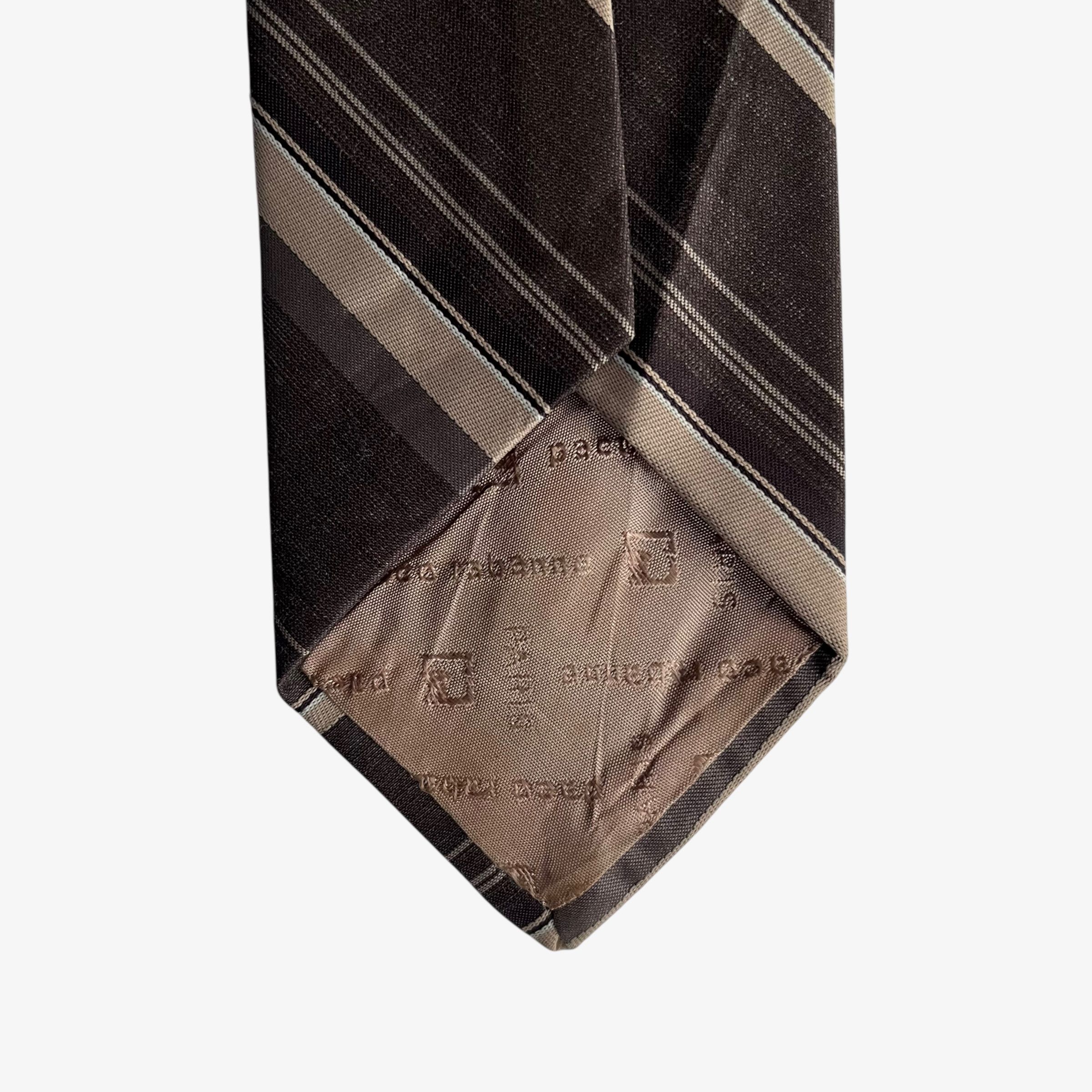 Other Vintage 80s Paco Rabanne Brown Striped Tie Size ONE SIZE - 3 Thumbnail