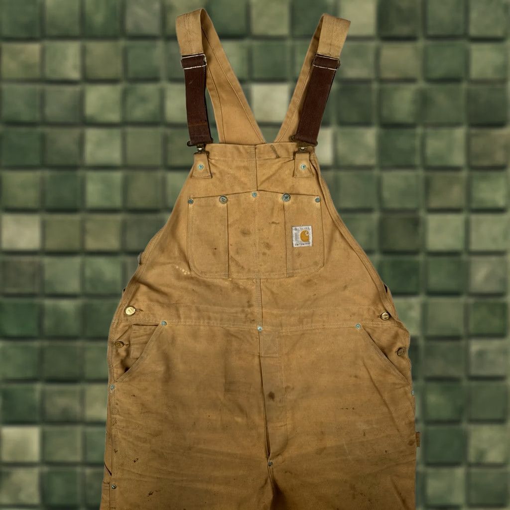 Carhartt VINTAGE Carhartt Overalls USA Made Union 100 Year Double Knee Distressed Brown Mens 42 Size US 42 / EU 58 - 1 Thumbnail