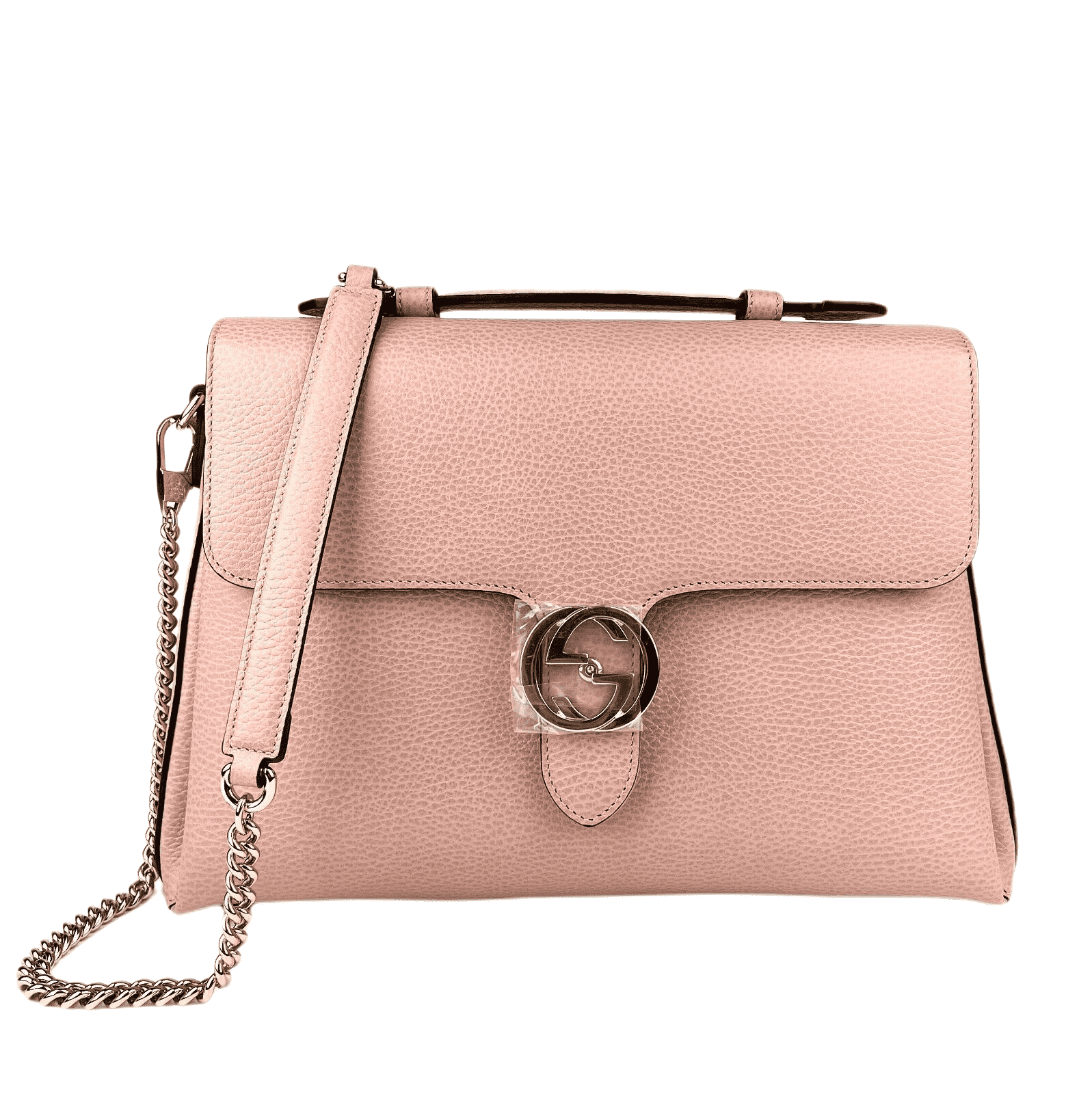 Powder Pink Leather Large Interlocking G Crossbody Chain