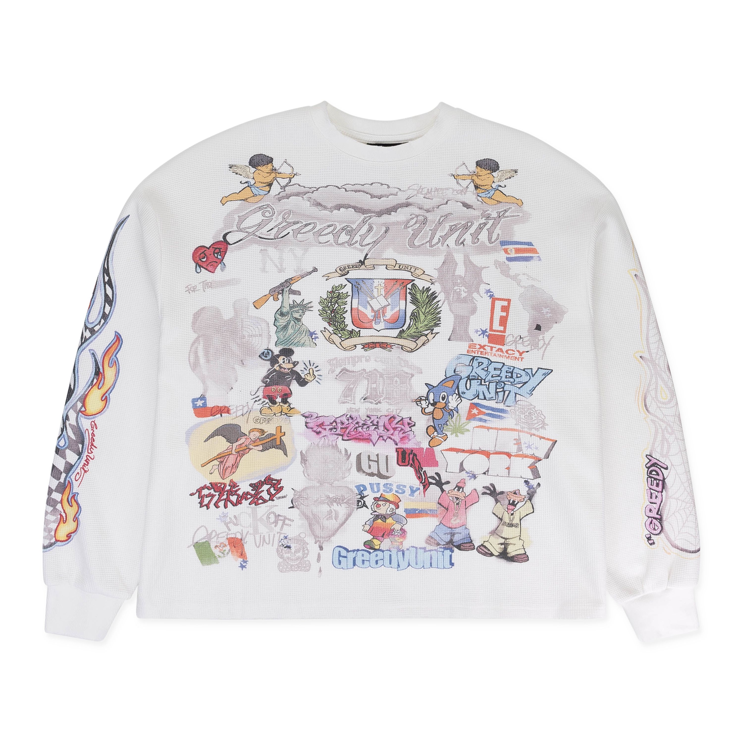 WHITE ALL OVER PRINT THERMAL T-SHIRT SIZE M