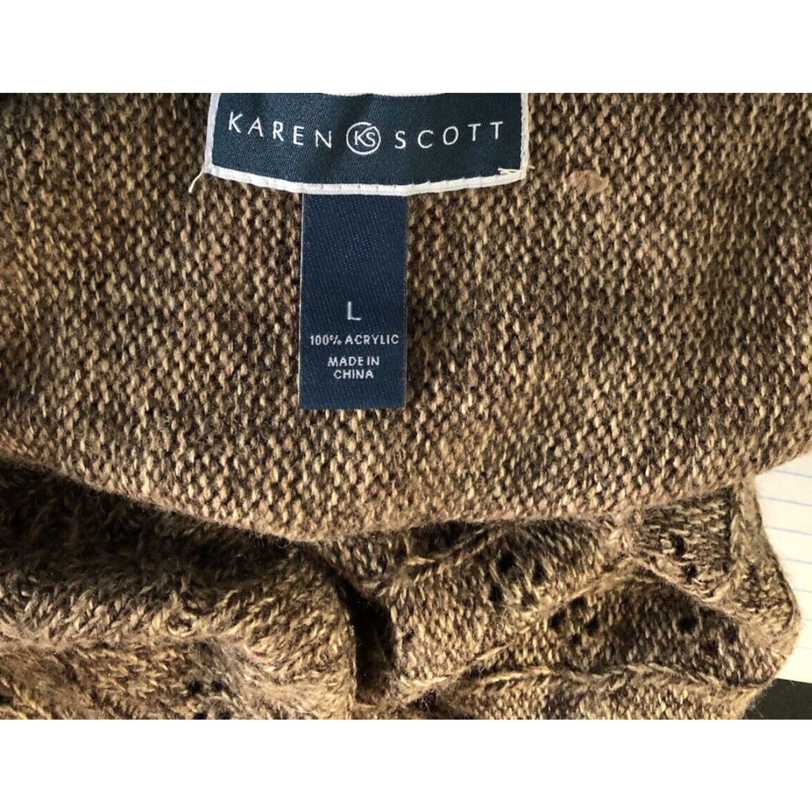 Vintage VINTAGE Karen Scott Cardigan Sweater L Brown Open Front Raglan Sleeve Collared Neckline Boho Grunge Hippie 90s Womens Knits Acrylic Knit Size L / US 10 / IT 46 - 4 Thumbnail