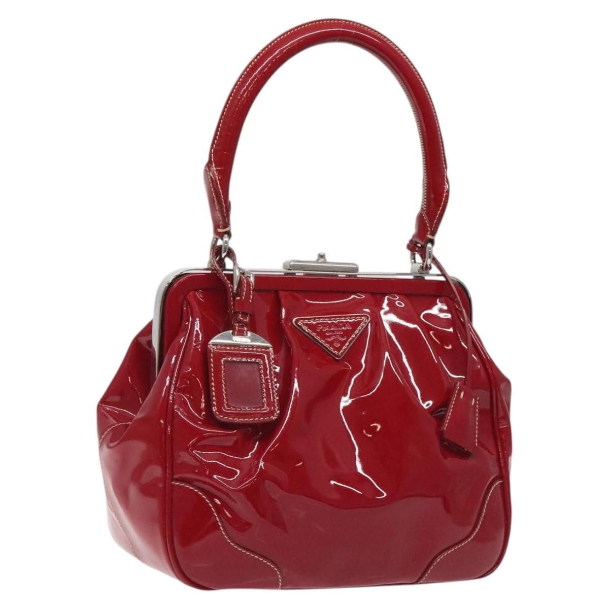 Prada PRADA Hand Bag Enamel Red Silver Size ONE SIZE - 1 Thumbnail