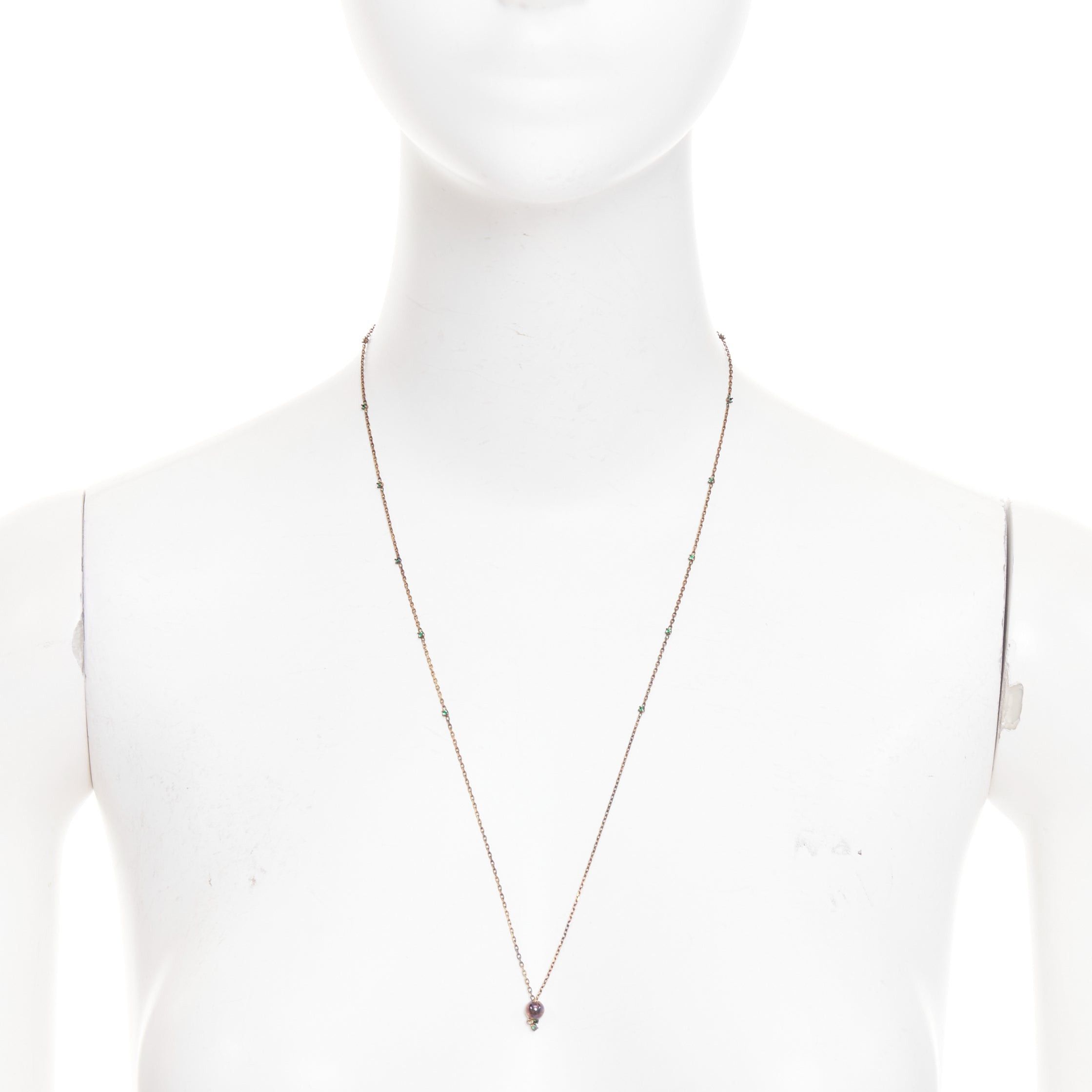 Bottega Veneta BOTTEGA VENETA Daniel Lee copper tone green crystal stone station pendant princess necklace Size ONE SIZE - 1 Thumbnail