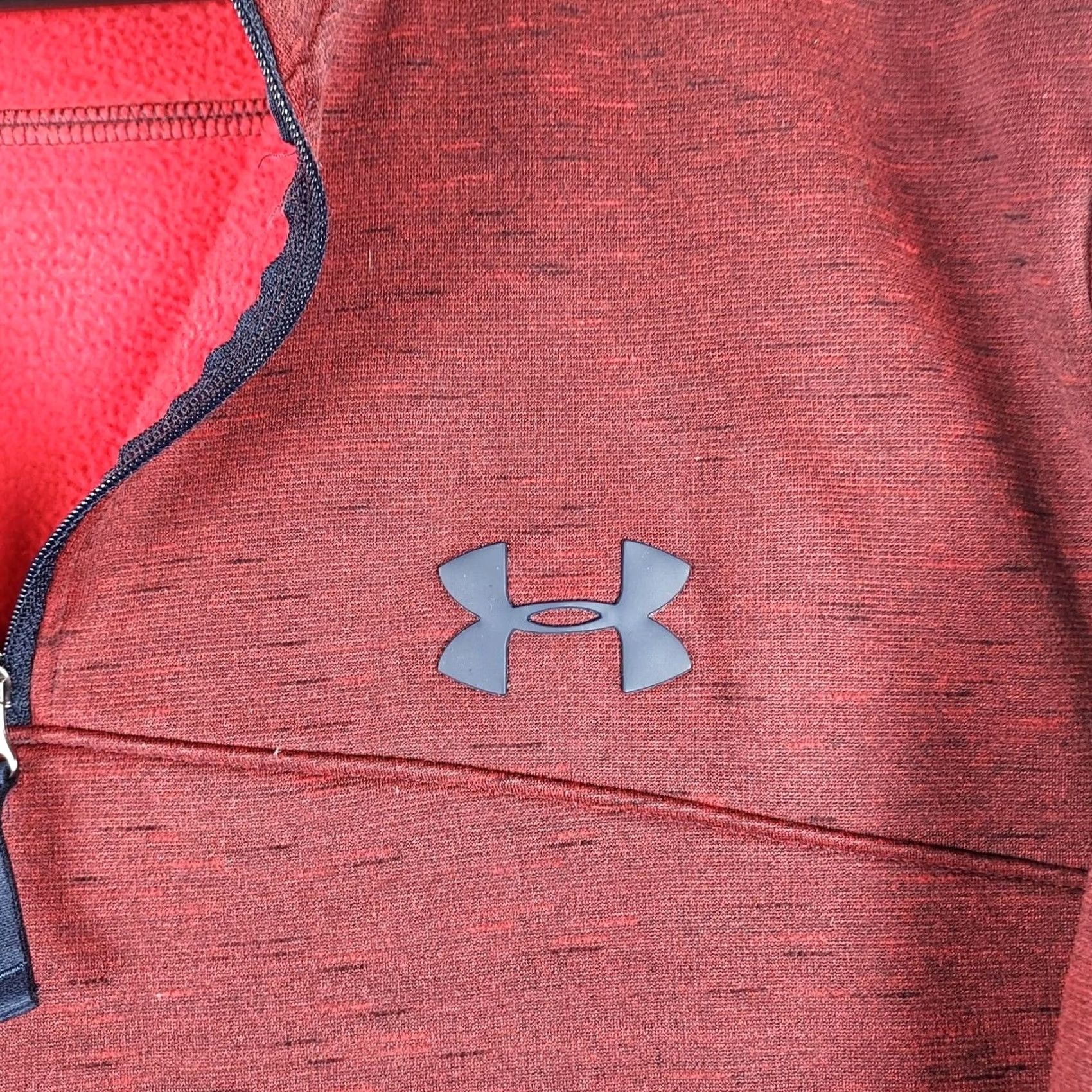 Under Armour Under Armour Mens 2XL ColdGear 1/4 Zip Fleece Pullover Red Burgundy Sweatshirt Mock Neck Long Sleeve Zip Sports outdoor Mens Size US XXL / EU 58 / 5 - 2 Thumbnail