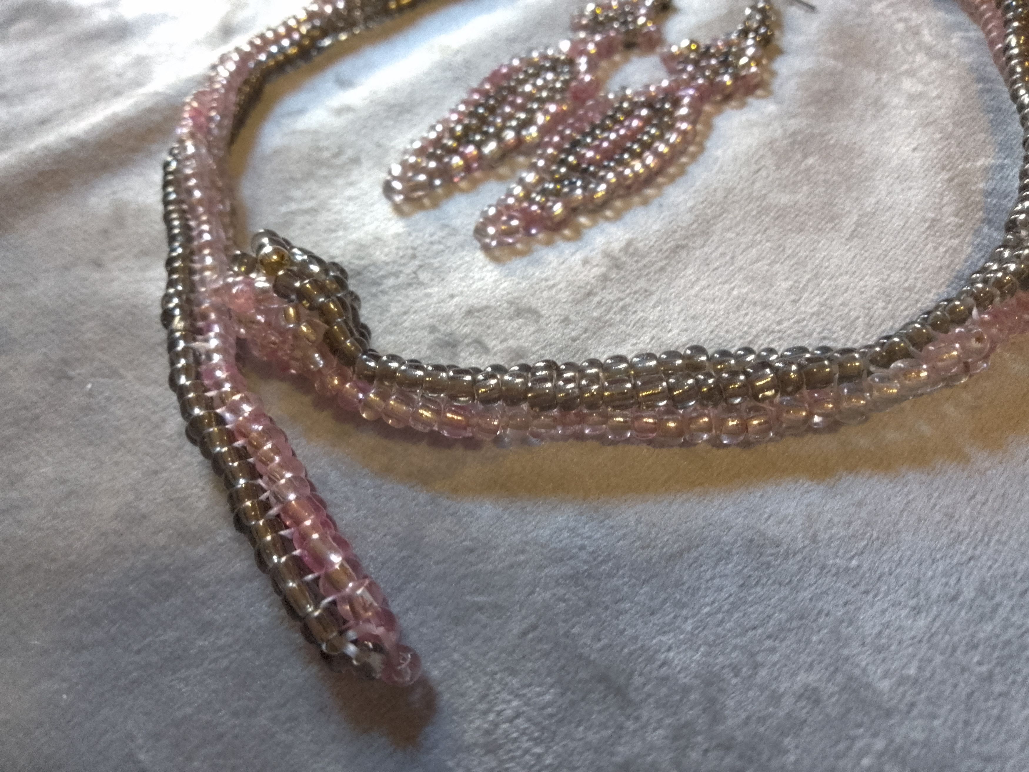 Handmade Necklace Snake shape metallic glass. Earrings Size ONE SIZE - 9 Thumbnail