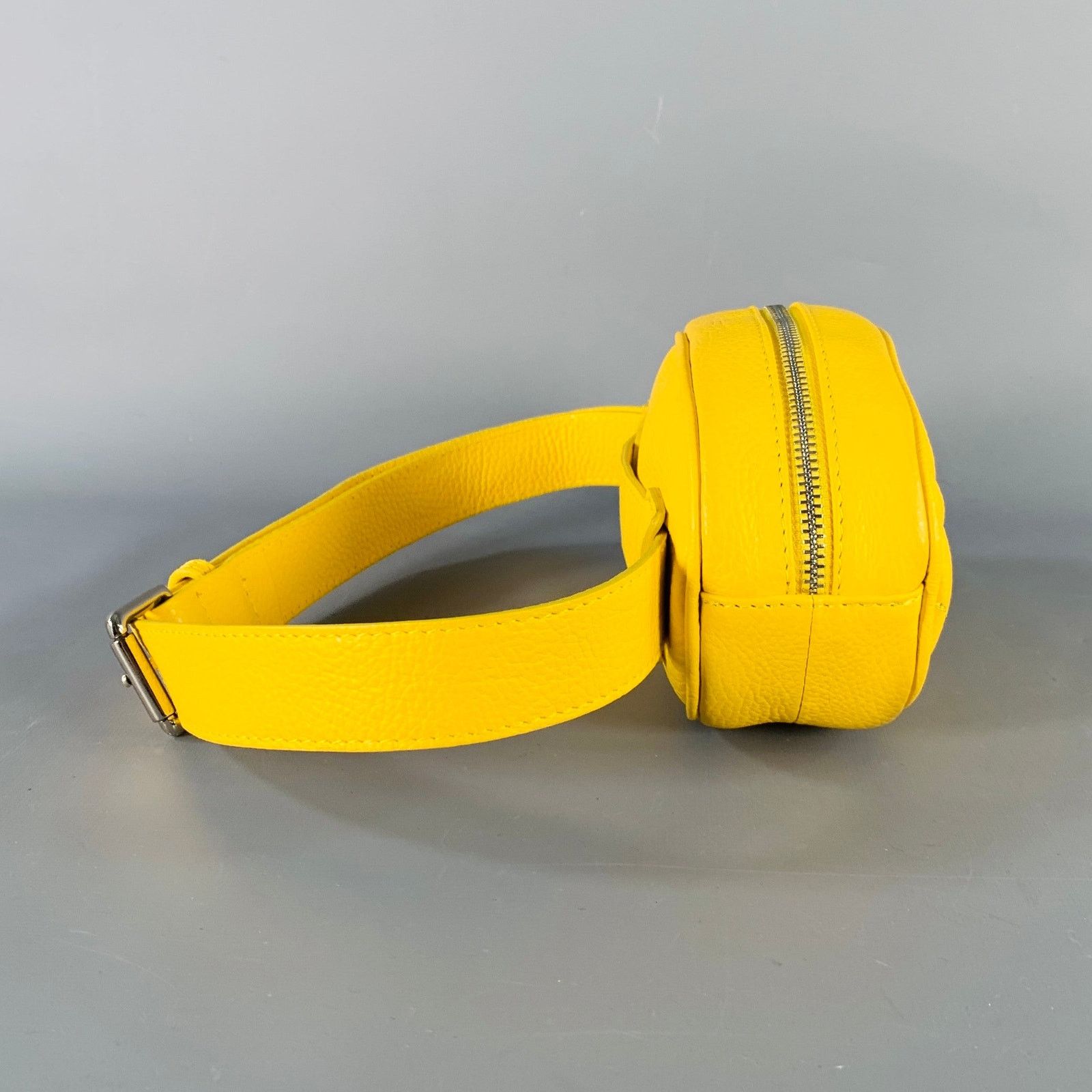 Vintage VINTAGE Yellow Mustard Chevron Pebble Grain Leather Belt Bag Size ONE SIZE - 2 Thumbnail