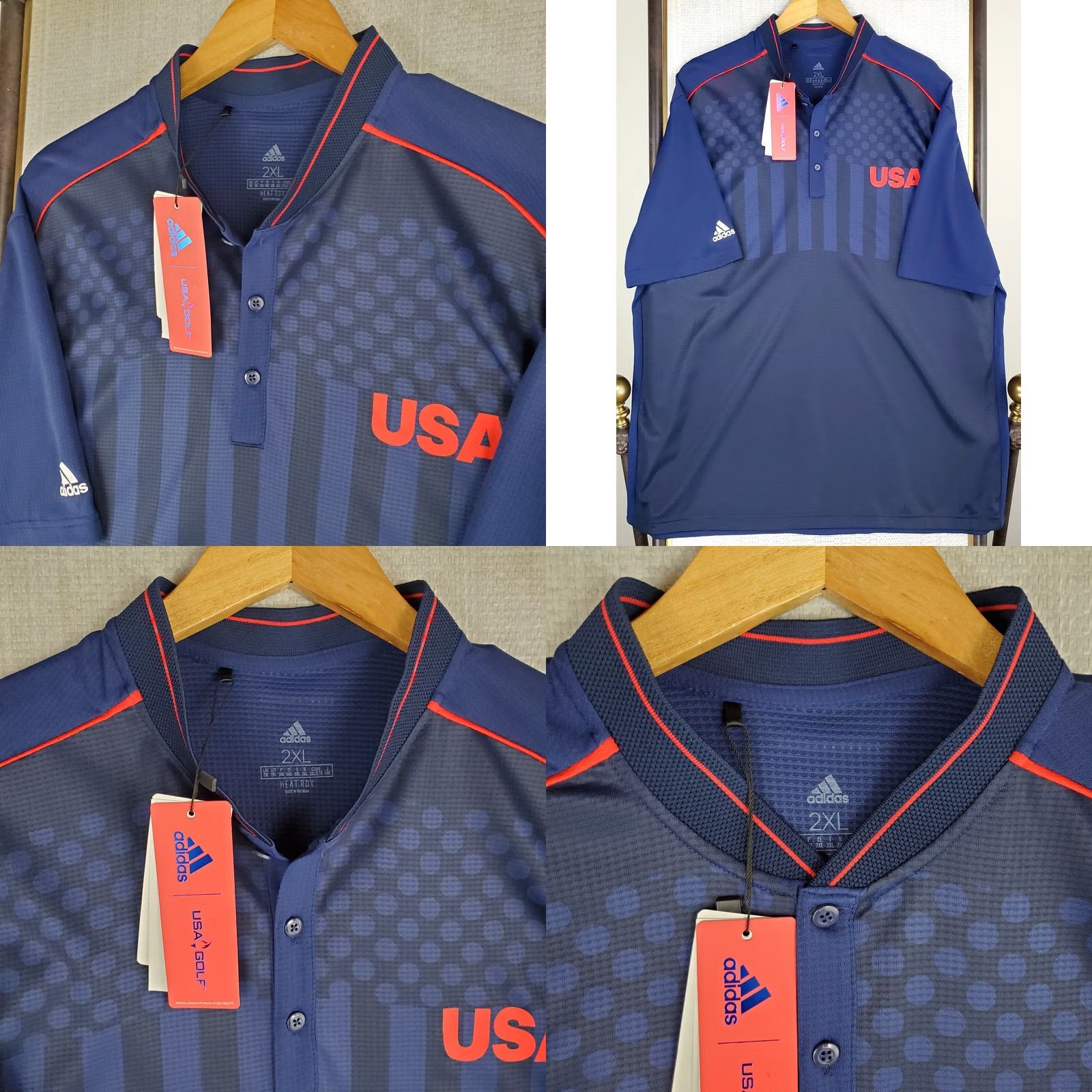 Adidas VINTAGE Adidas USA Golf Henley Polo Shirt 2XL Mens Blue NWT Size US XXL / EU 58 / 5 - 10 Thumbnail