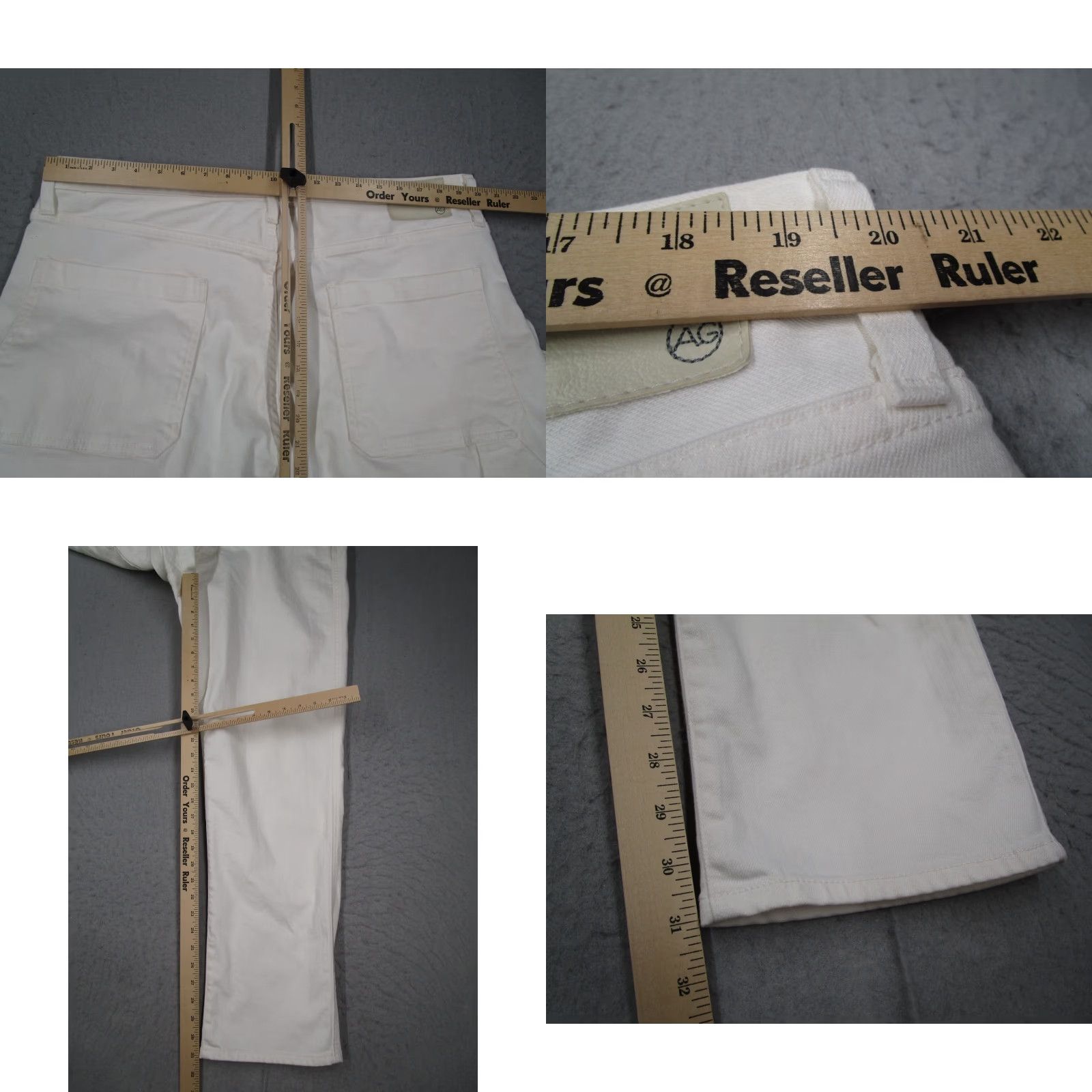 Denime ADRIANO GOLDSCHMIED Wells Carpenter Jeans Mens 38 White Denim 5-Pocket Relaxed Tapered 31in inseam Size US 38 / EU 54 - 8 Thumbnail