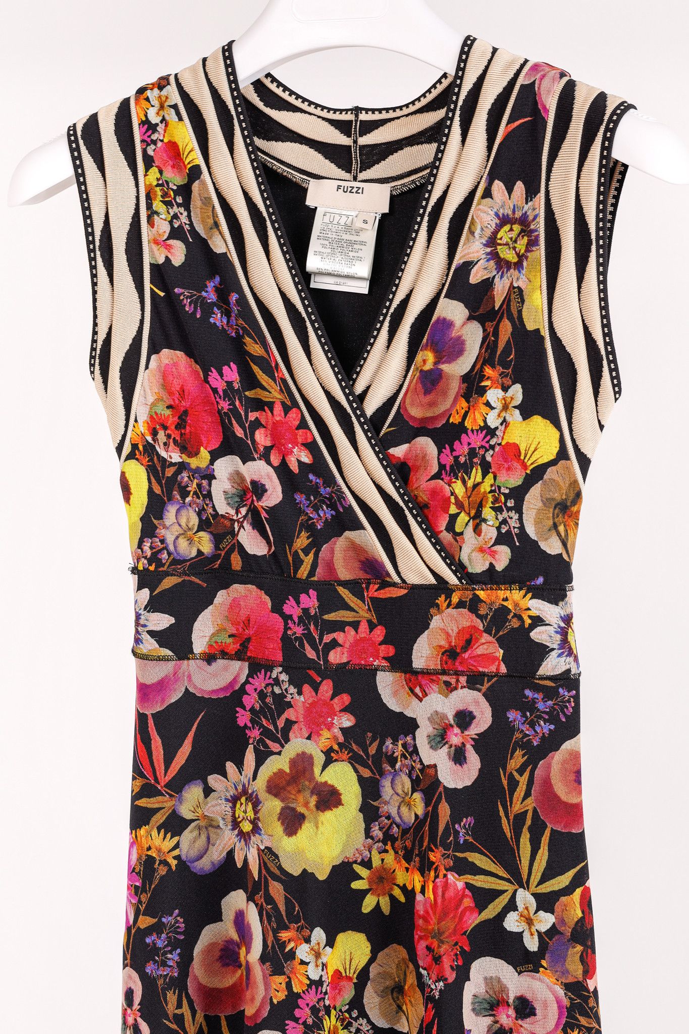 FUZZI Fuzzi Black Sleeveless Mesh Floral Midi Dress Size S / US 4 / IT 40 - 3 Thumbnail