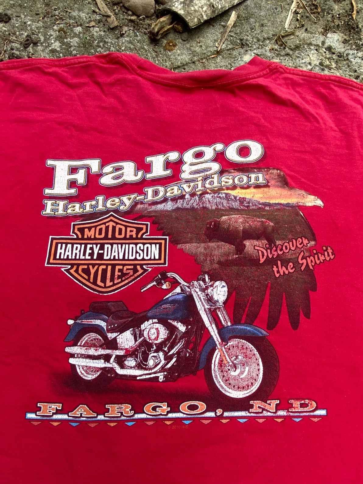 Harley Davidson vtg Harley Davidson Red Long Sleeve Fargo Size US XXL / EU 58 / 5 - 9 Thumbnail