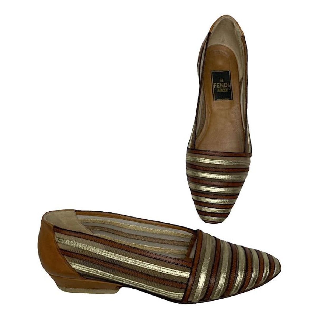 Fendi Brown Leather Flat Size US 4.5 / IT 34.5 - 1 Thumbnail